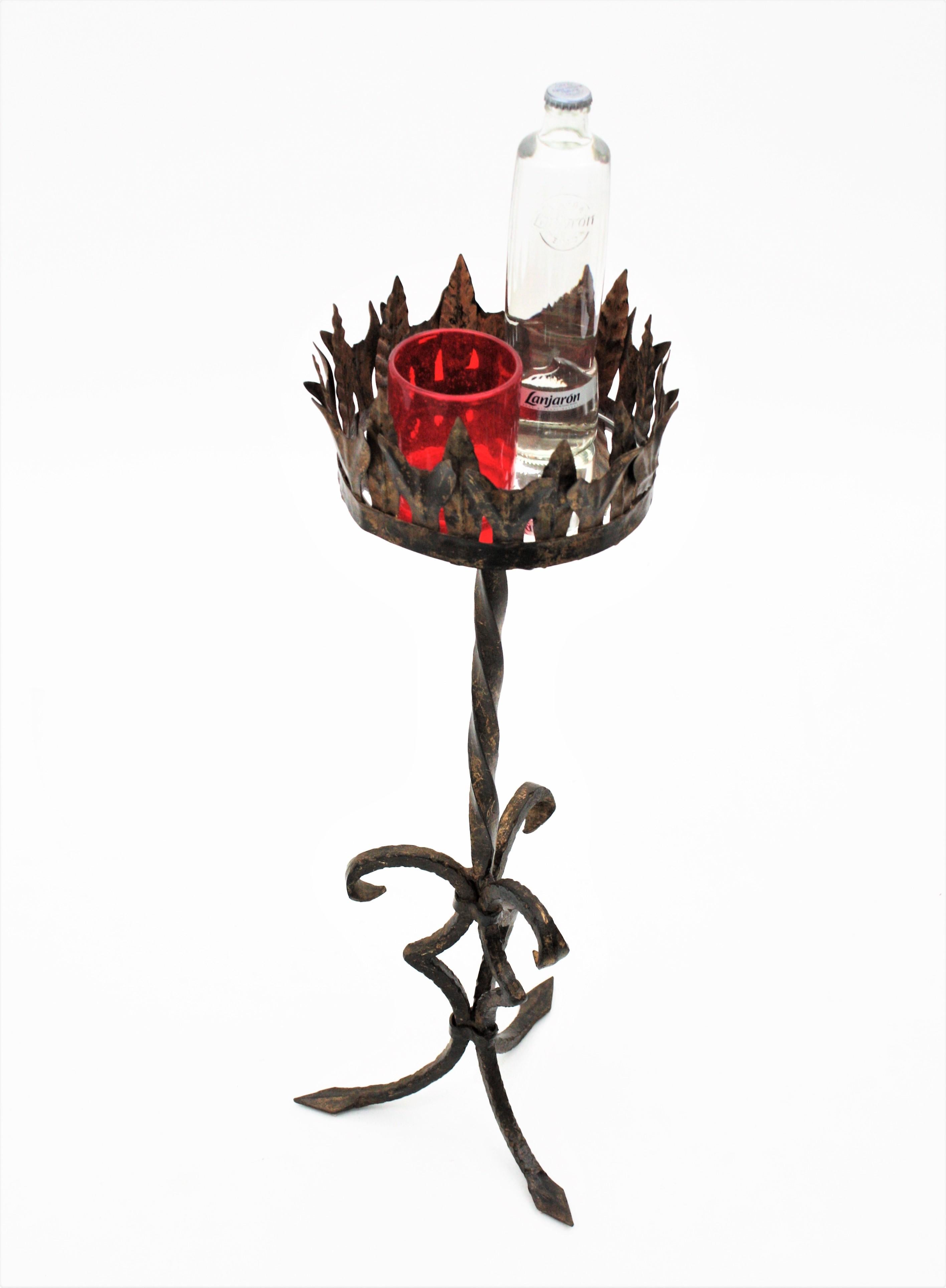 Wrought Iron Parcel-Gilt Gothic Style Drinks Stand, Spain, 1930s 4