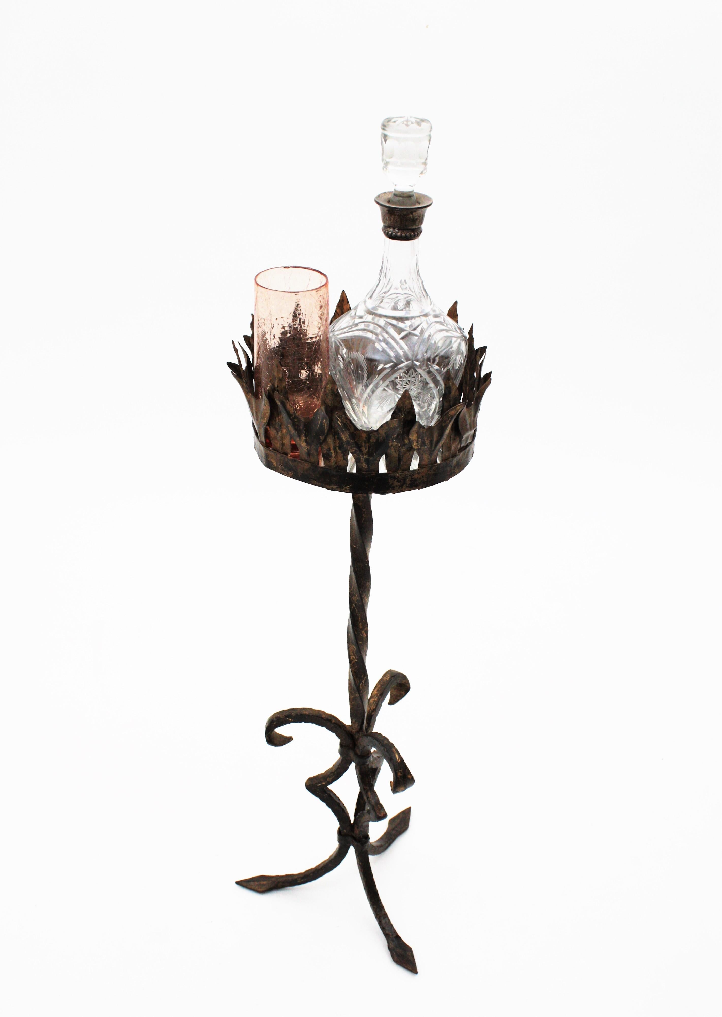 Wrought Iron Parcel-Gilt Gothic Style Drinks Stand, Spain, 1930s 7