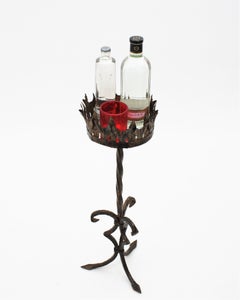 Wrought Iron Parcel-Gilt Gothic Style Drinks Stand, Spain, 1930s