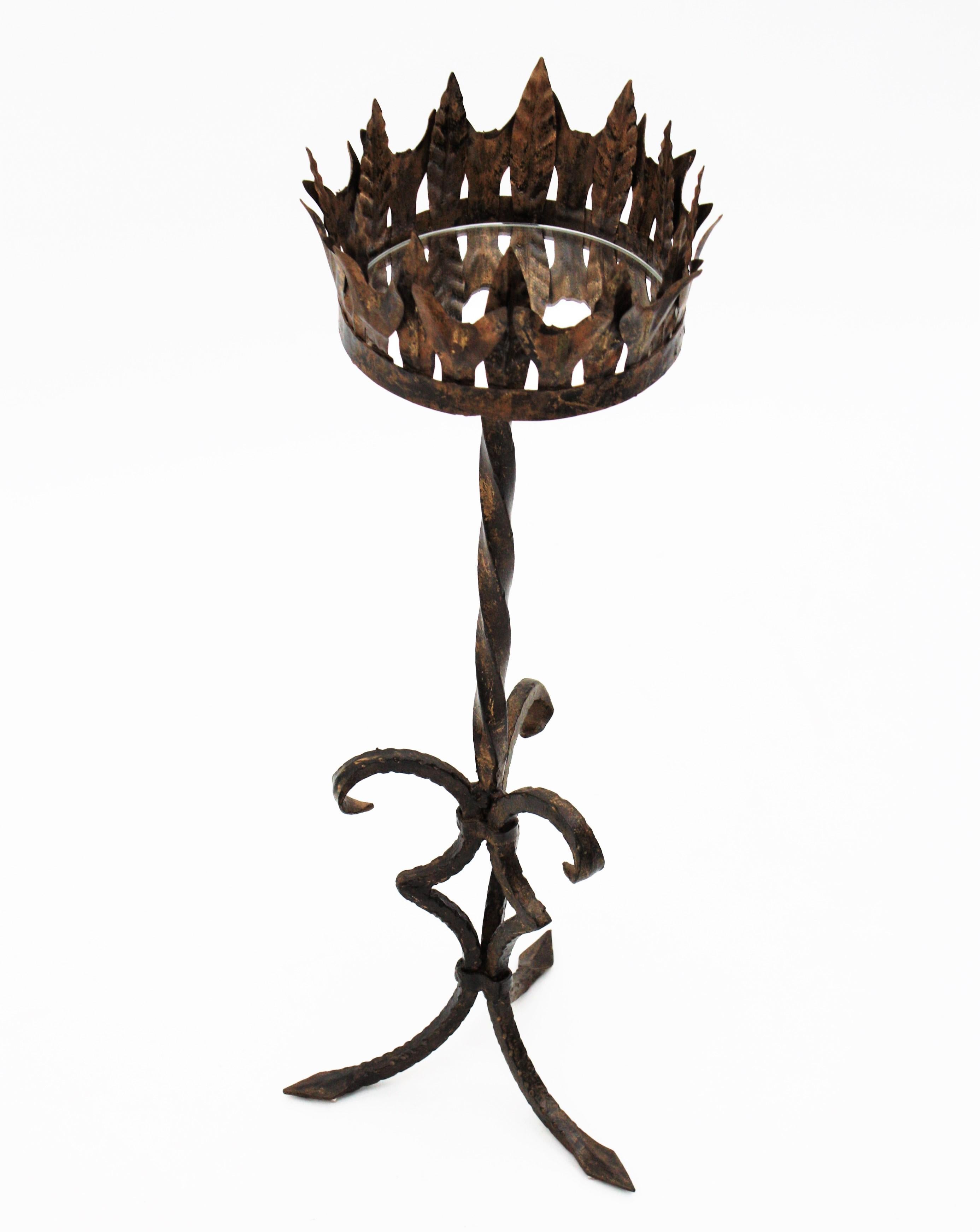 Wrought Iron Parcel-Gilt Gothic Style Drinks Stand, Spain, 1930s 1