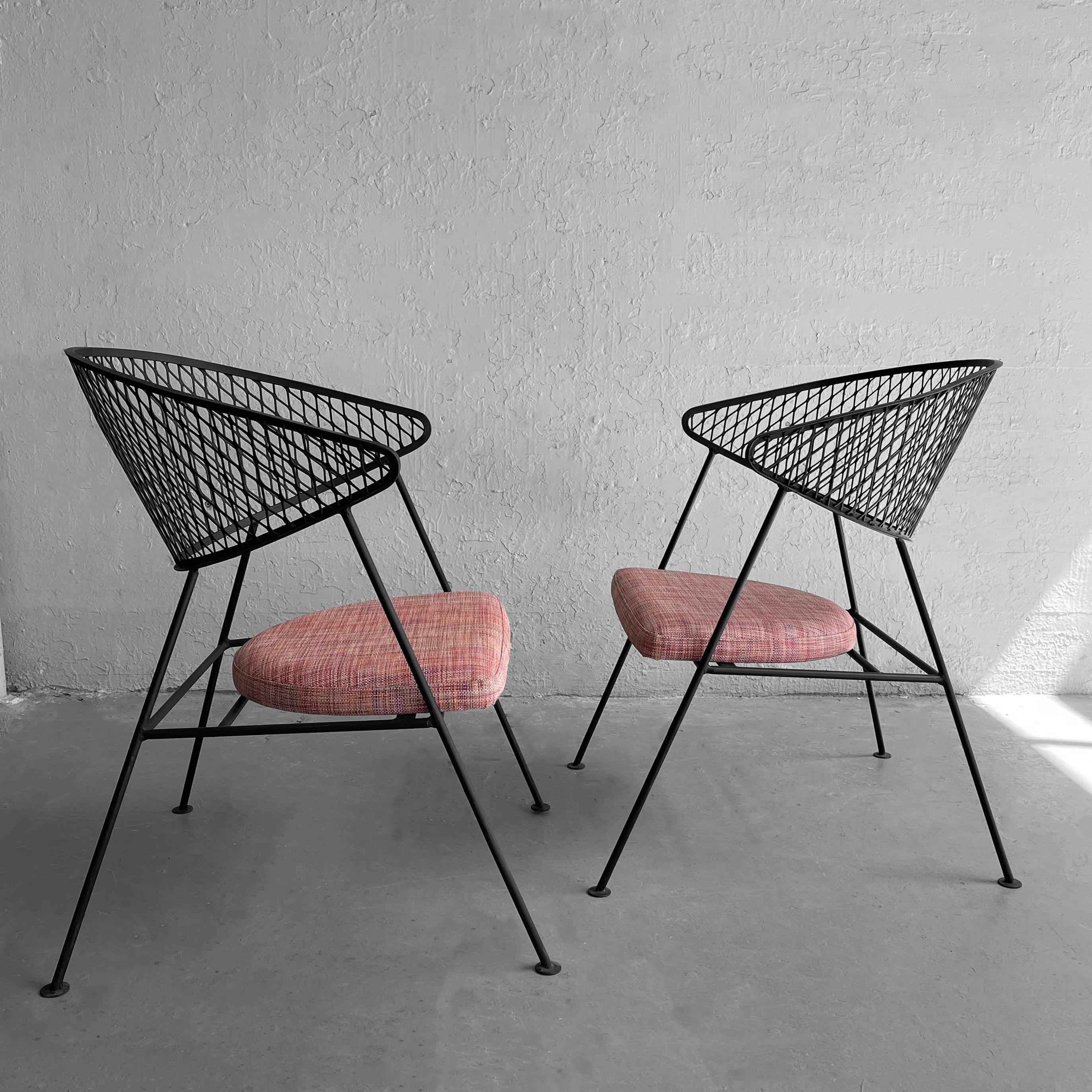 Fabric Wrought Iron Patio Chairs By Maurizio Tempestini For Salterini