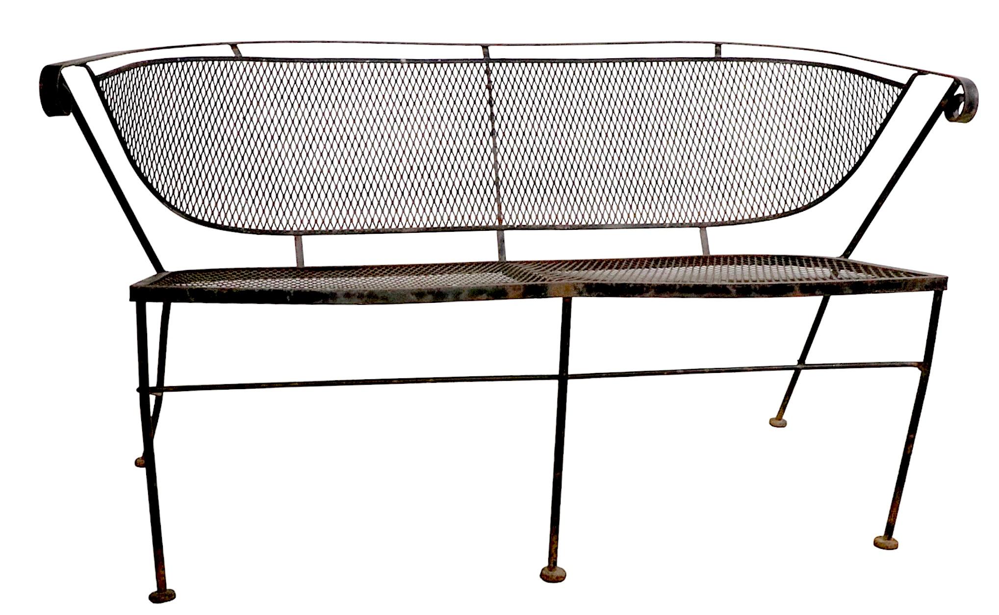 Wrought Iron Patio Garden Poolside Loveseat Sofa Att. to Salterini 6