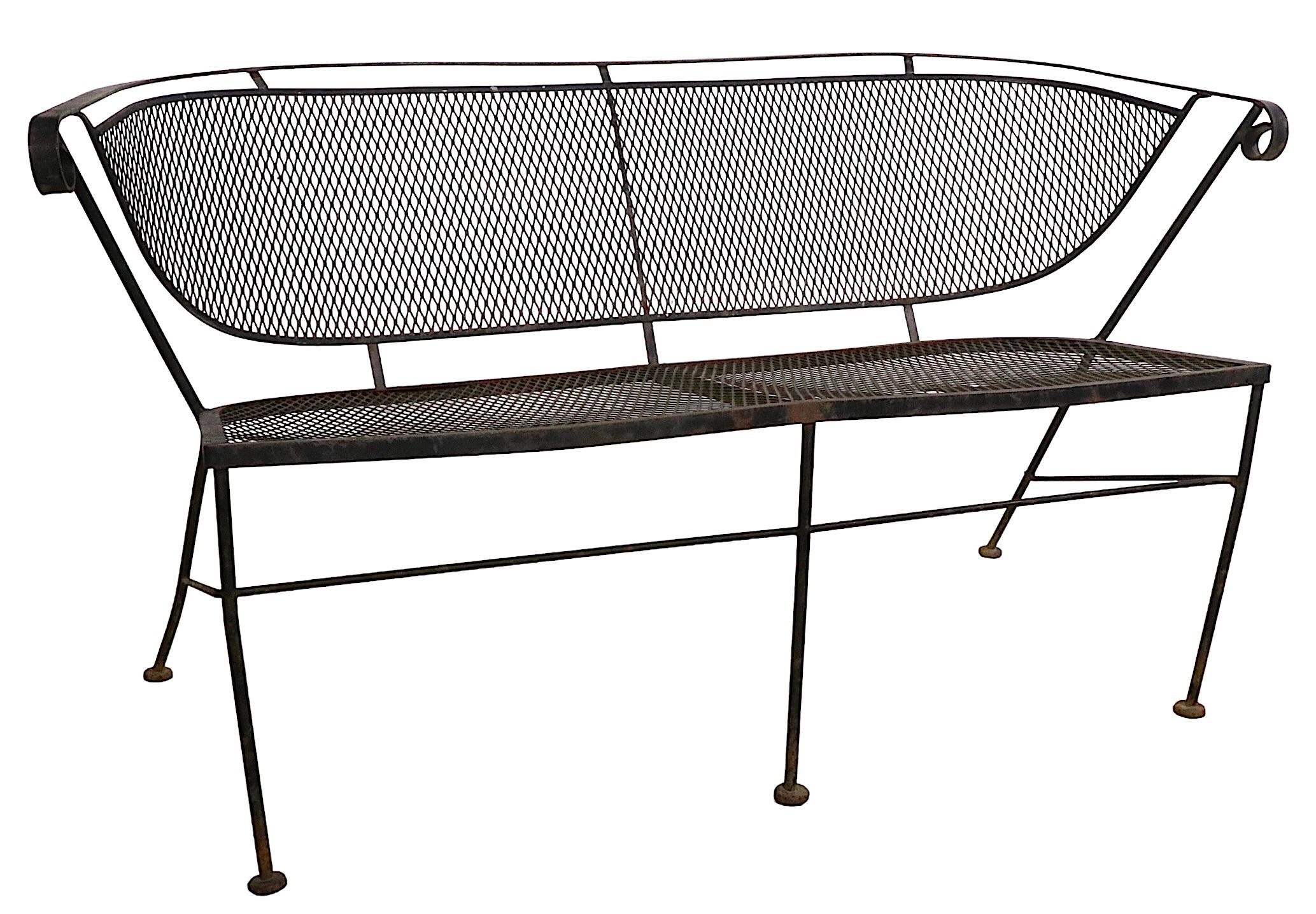 Wrought Iron Patio Garden Poolside Loveseat Sofa Att. to Salterini 7
