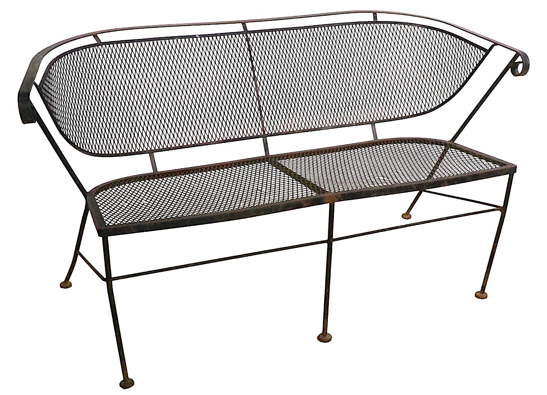 Wrought Iron Patio Garden Poolside Loveseat Sofa Att. to Salterini 8