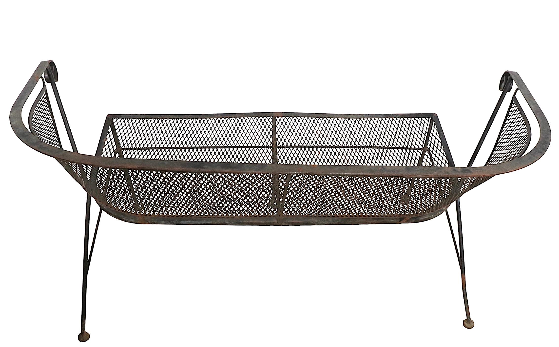 Mid-Century Modern Wrought Iron Patio Garden Poolside Loveseat Sofa Att. to Salterini