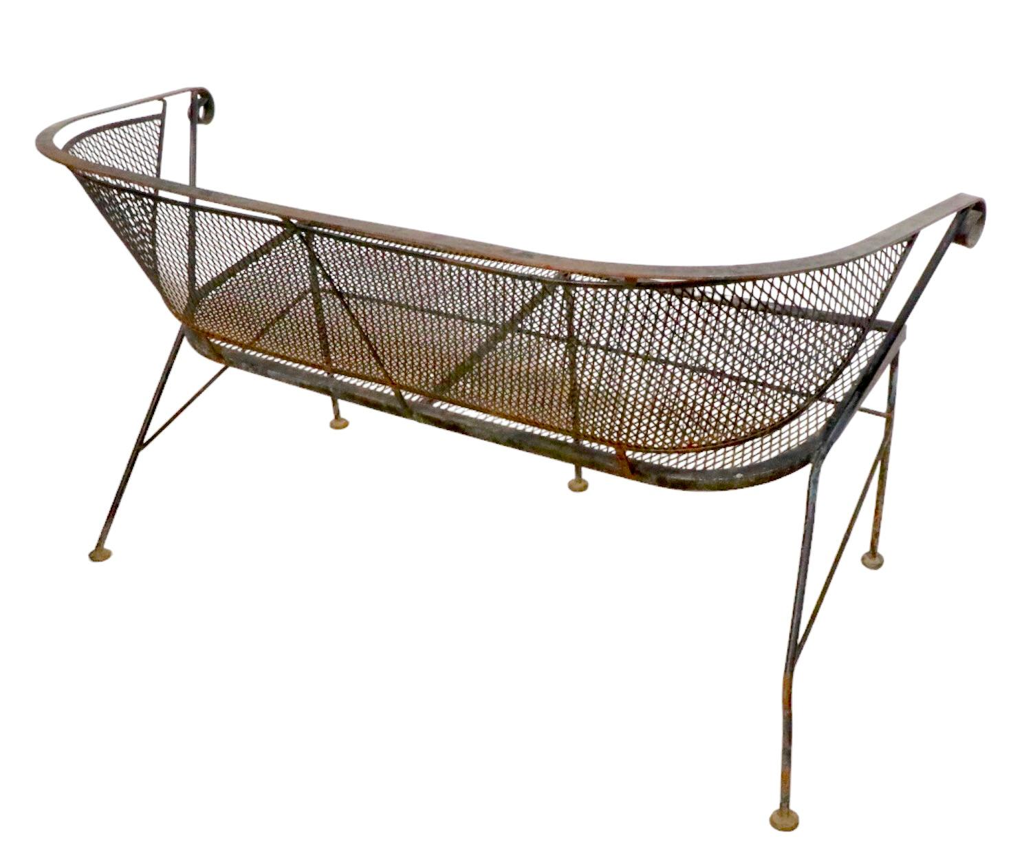 American Wrought Iron Patio Garden Poolside Loveseat Sofa Att. to Salterini