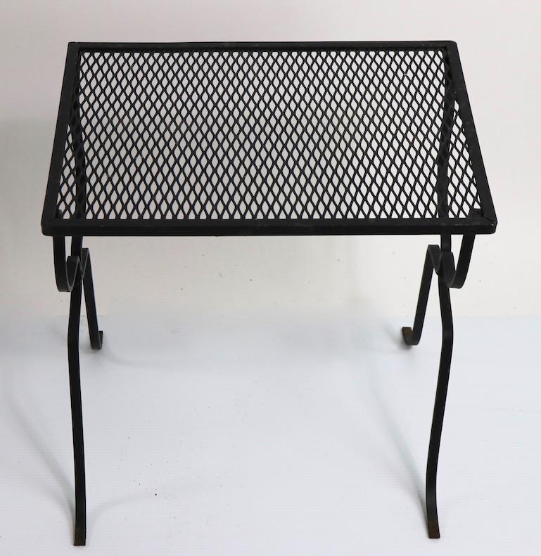 Mid-Century Modern Wrought Iron Patio Garden Table Attributed to Woodard