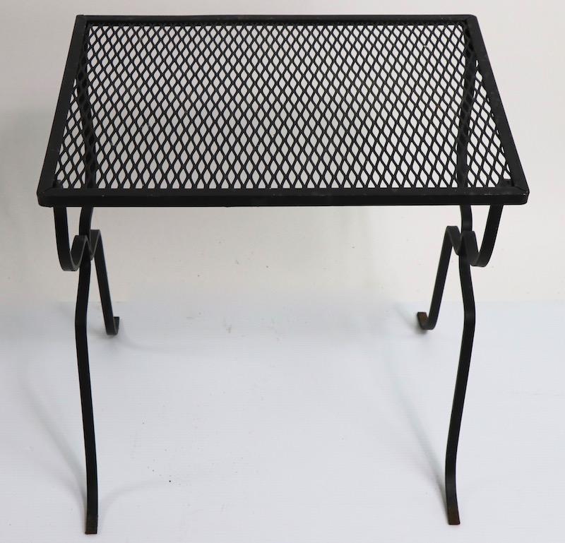 American Wrought Iron Patio Garden Table Attributed to Woodard