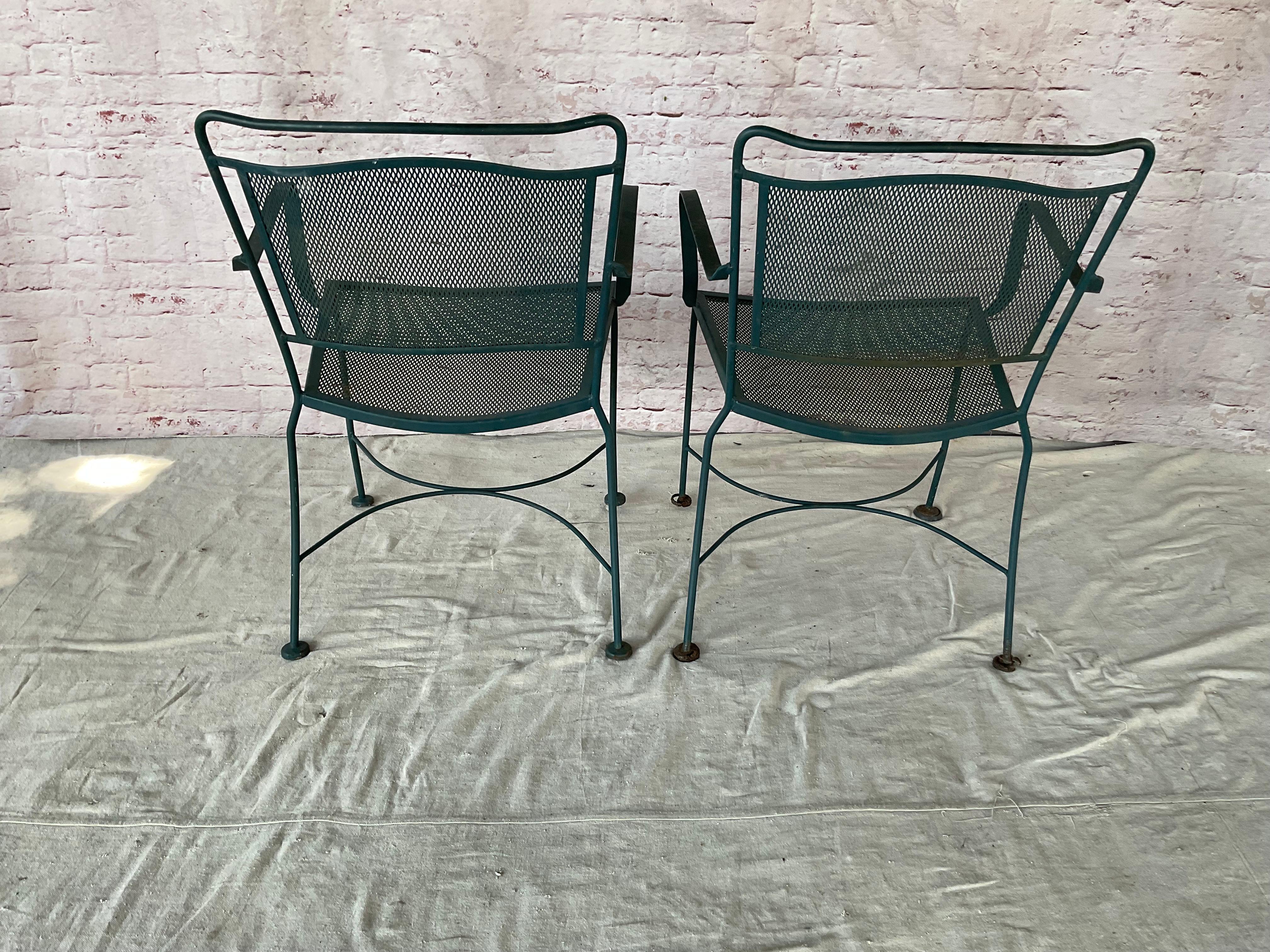Wrought Iron Patio Table and Four Chairs, A Five Piece Set For Sale 6