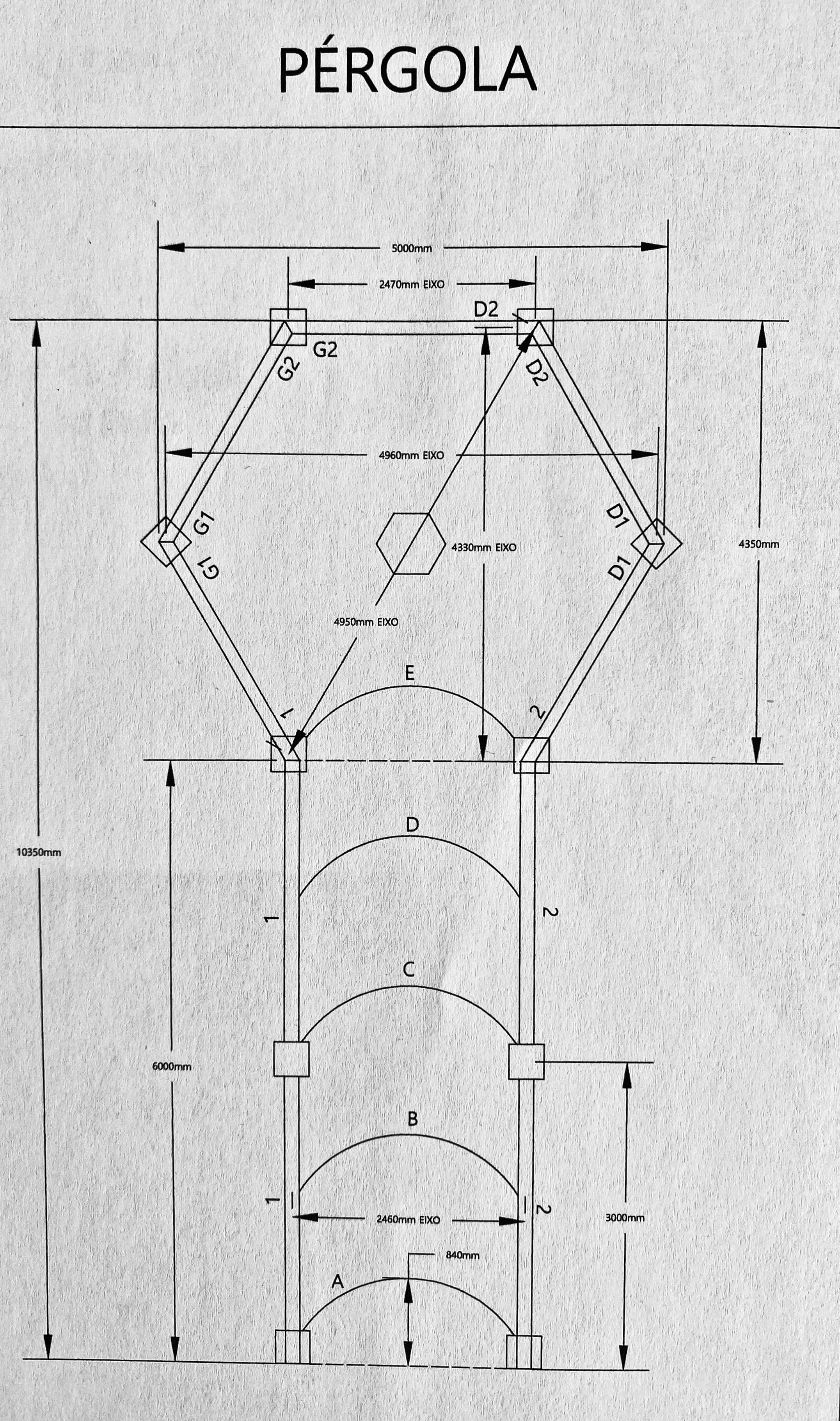 Pergola aus Schmiedeeisen mit Monolith-Säulen aus Granit im Angebot 5