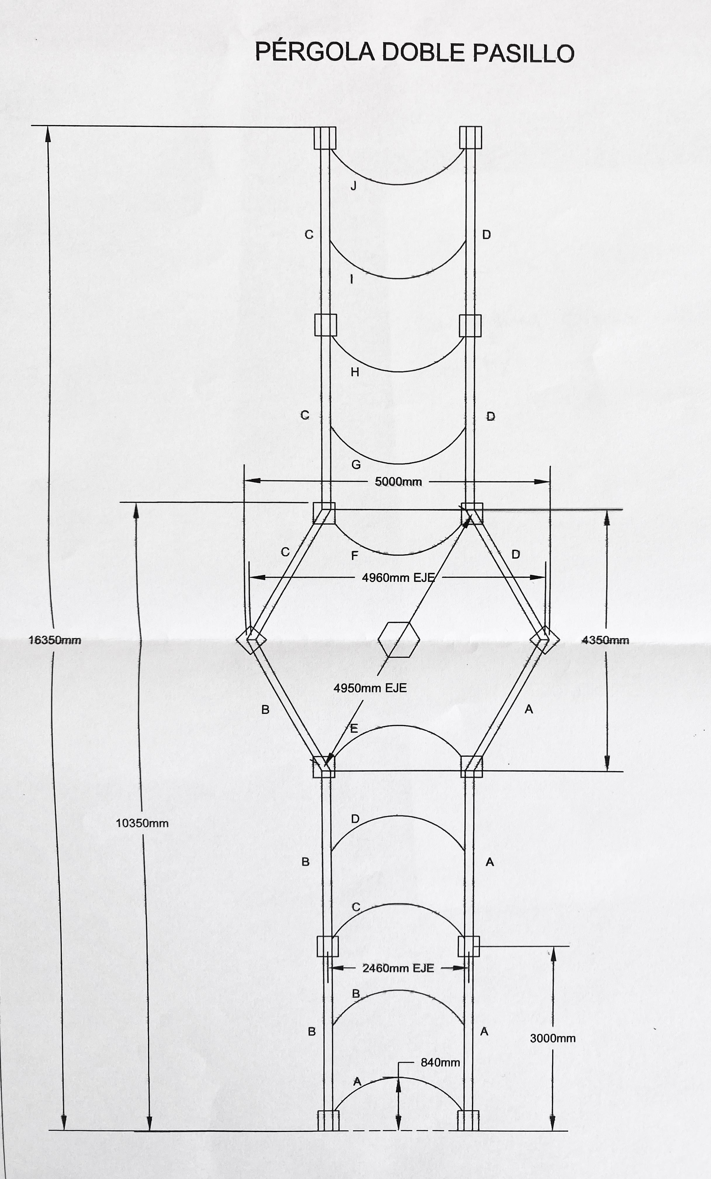 Pergola aus Schmiedeeisen mit Monolith-Säulen aus Granit im Angebot 6