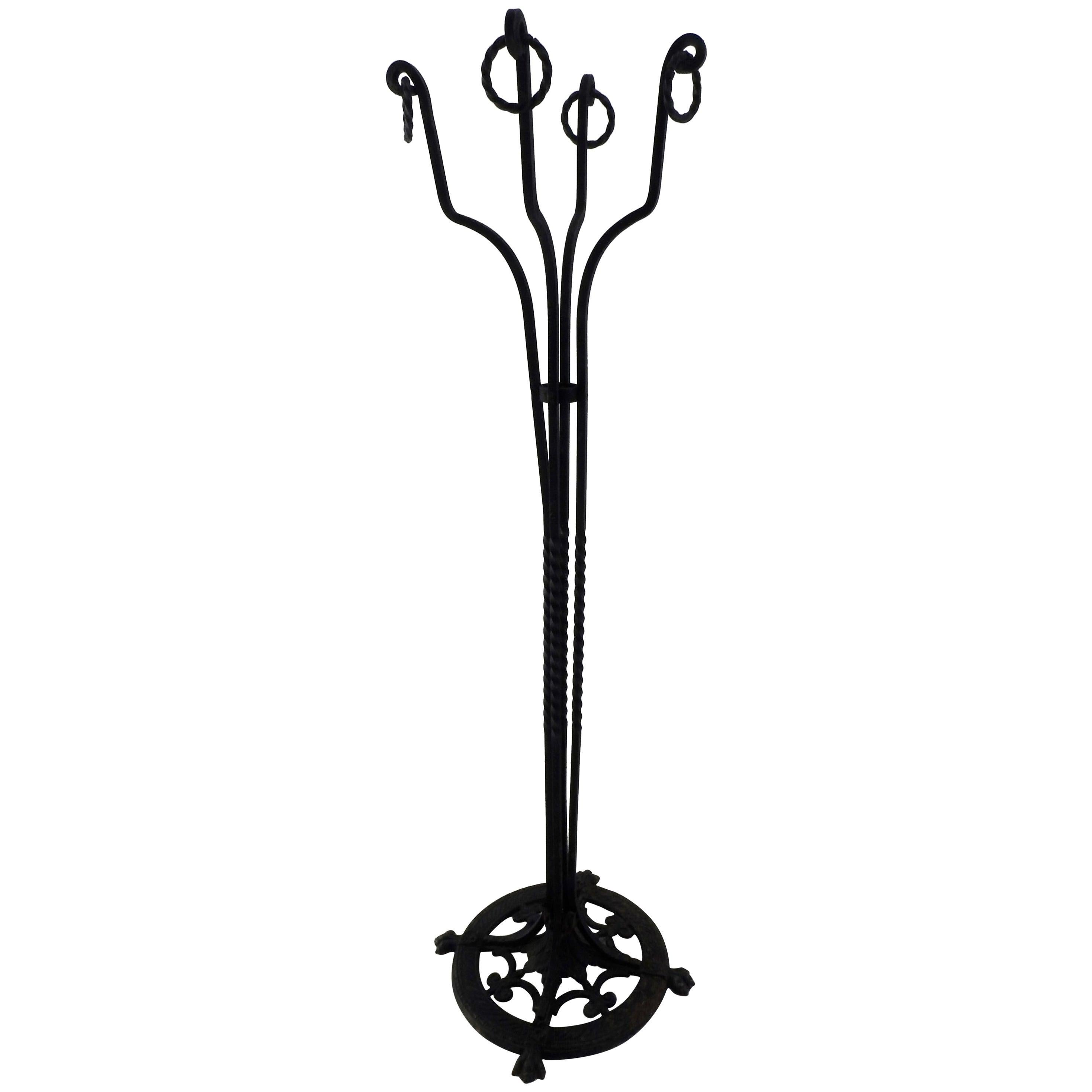 Wrought Iron Plant Stand with Rings Victorian, Late 19th Century For Sale