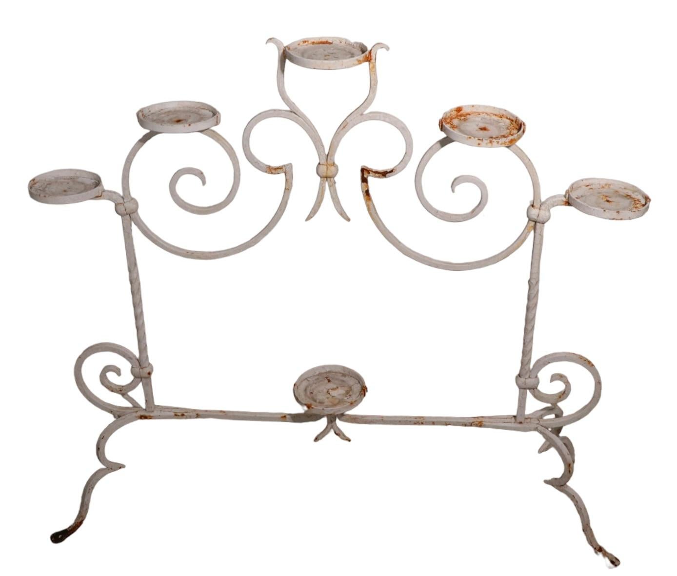 Wrought Iron Plant Stand with Six Flower Pot Holders For Sale 1