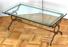 Wrought Iron Poillerat Style Coffee Table