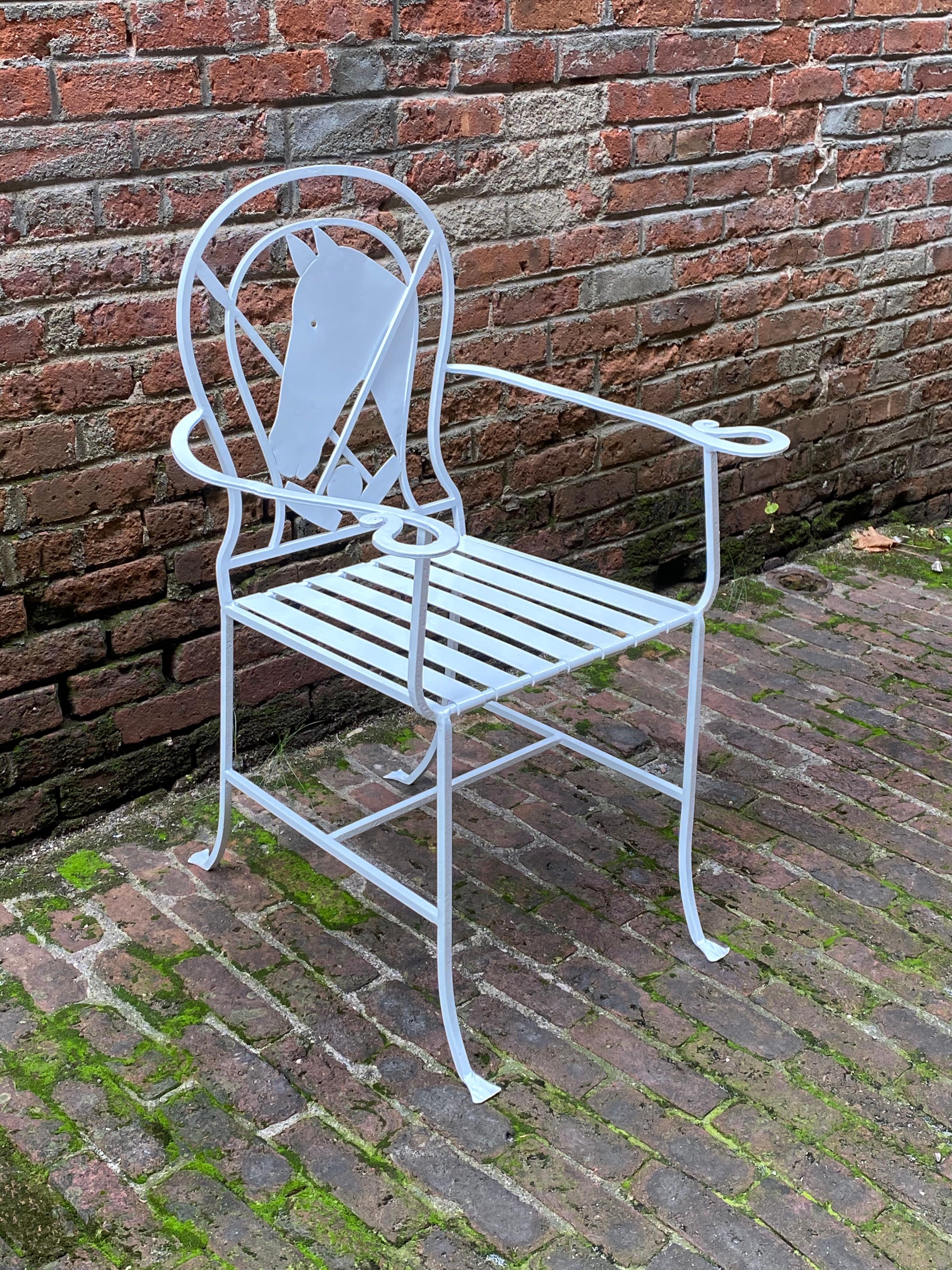 Mid-Century Modern Wrought Iron Polo Pony Chair