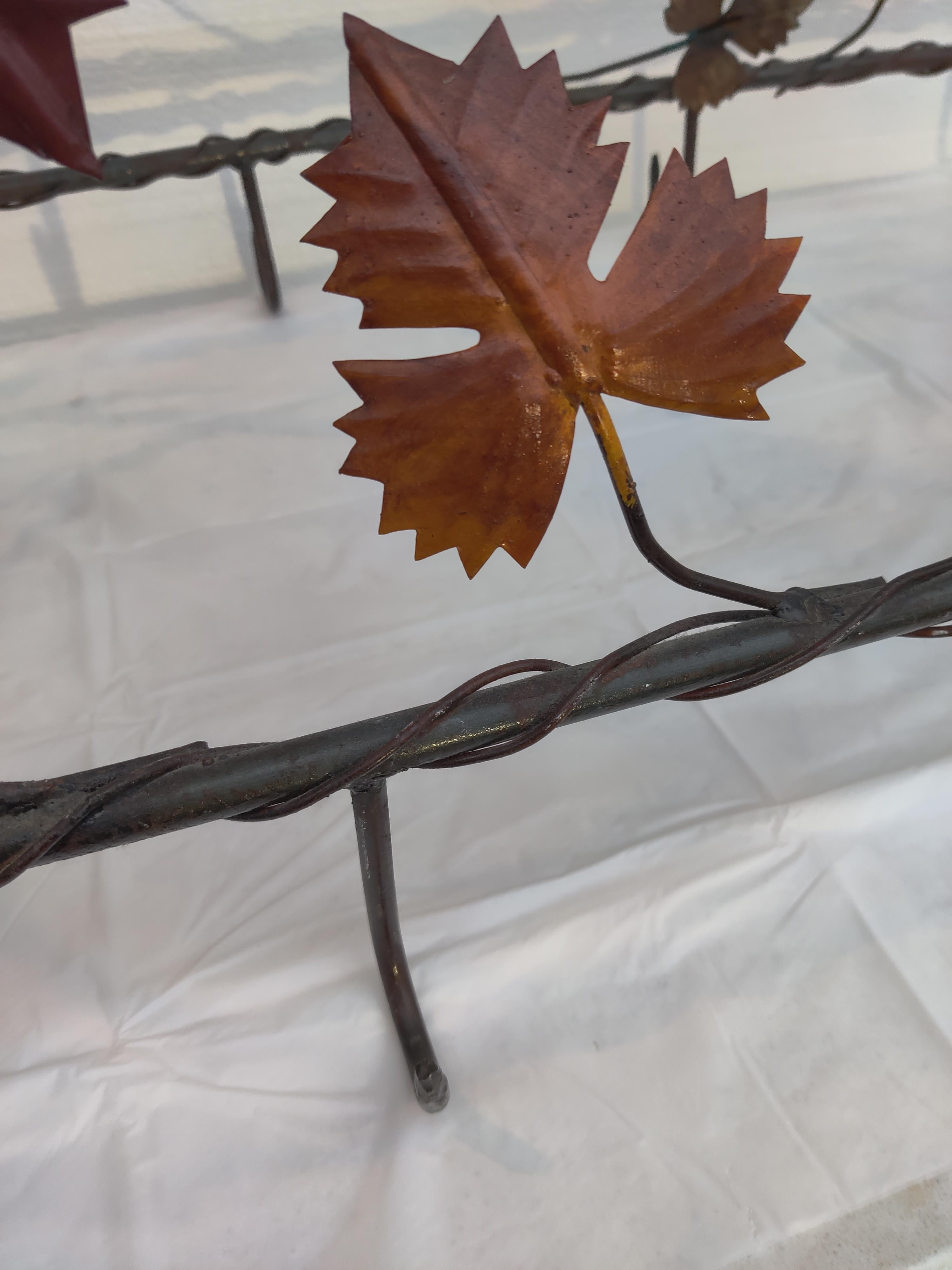Wrought iron pot rack with leaves and grapes For Sale 3