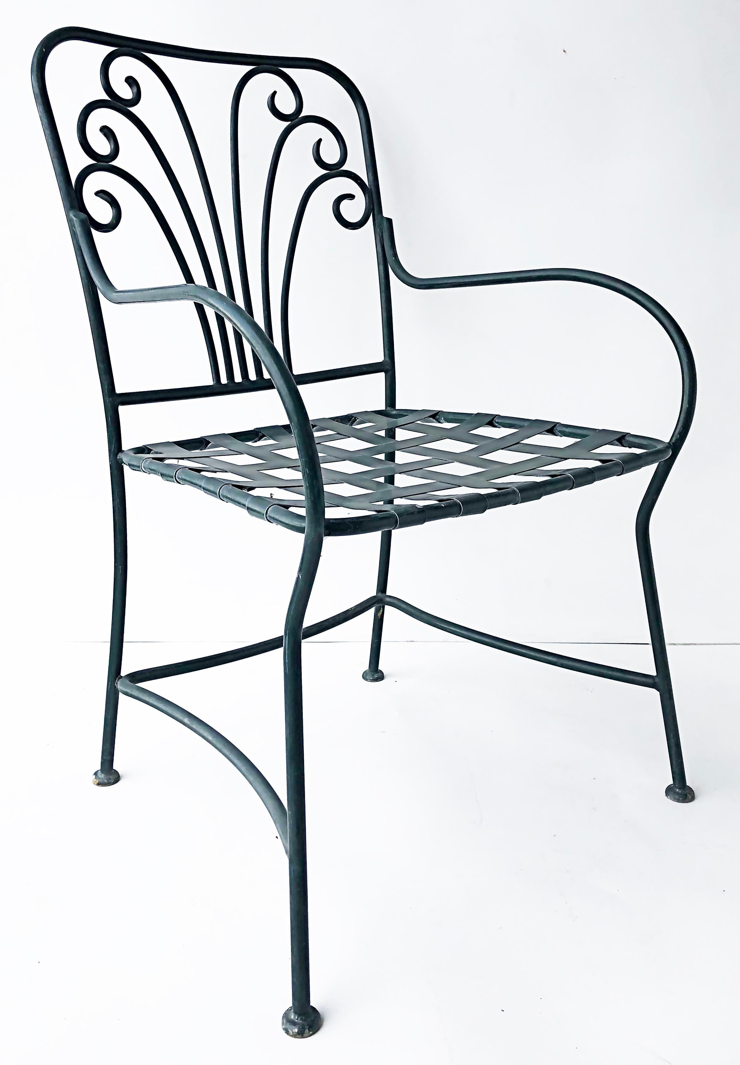 American Wrought Iron Powder-Coated Garden/Patio Dining Chairs, Set of 8