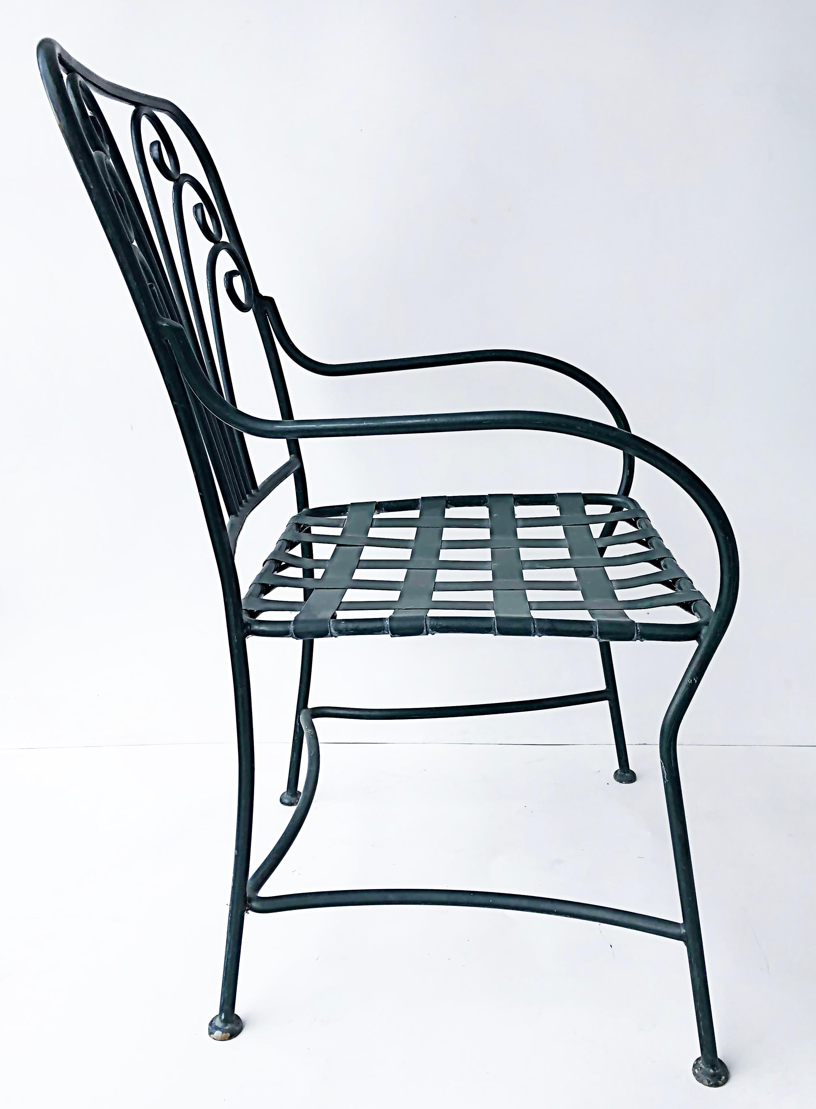 Wrought Iron Powder-Coated Garden/Patio Dining Chairs, Set of 8 In Good Condition In Miami, FL