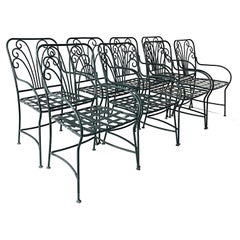 Wrought Iron Powder-Coated Garden/Patio Dining Chairs, Set of 8