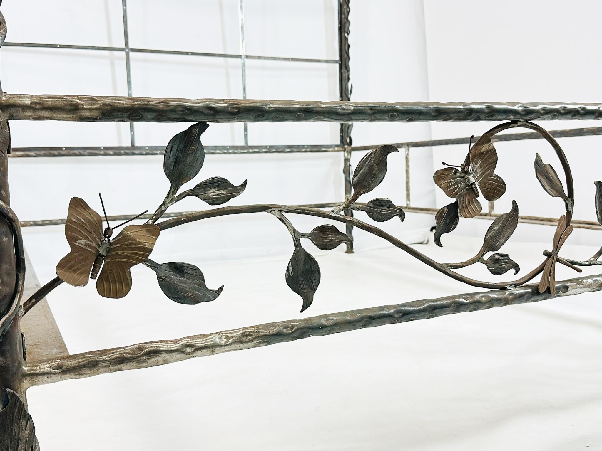 Wrought Iron Queen Size Poster Bed by Paul Ferrante In Good Condition For Sale In Los Angeles, CA