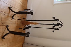 Wrought Iron Ram's Head Fireplace Set