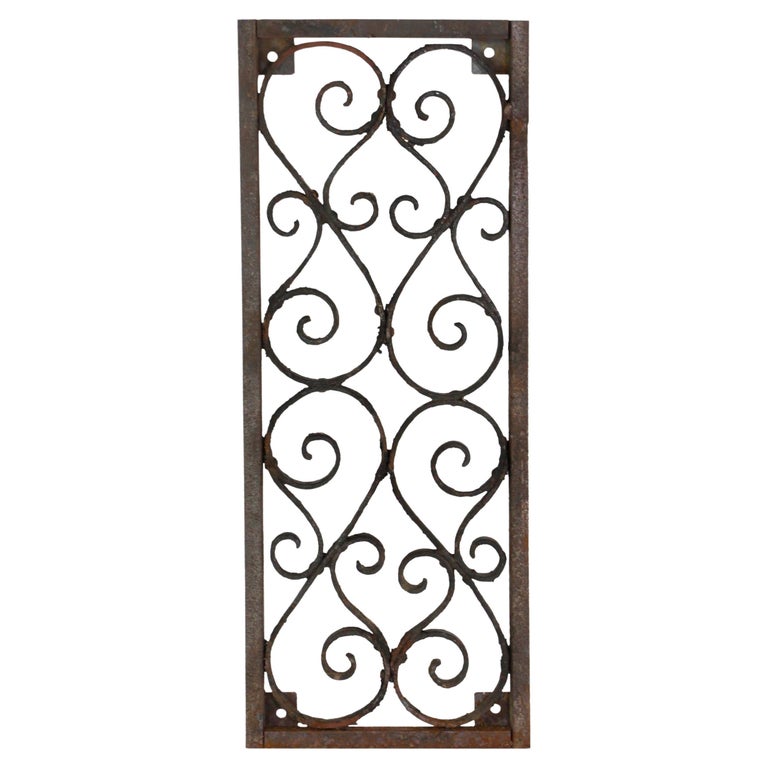 Wrought Iron Rectangular Ornate Gate or Panel with Swirls For Sale at  1stDibs | decorative wrought iron wall panels, decorative gate panels