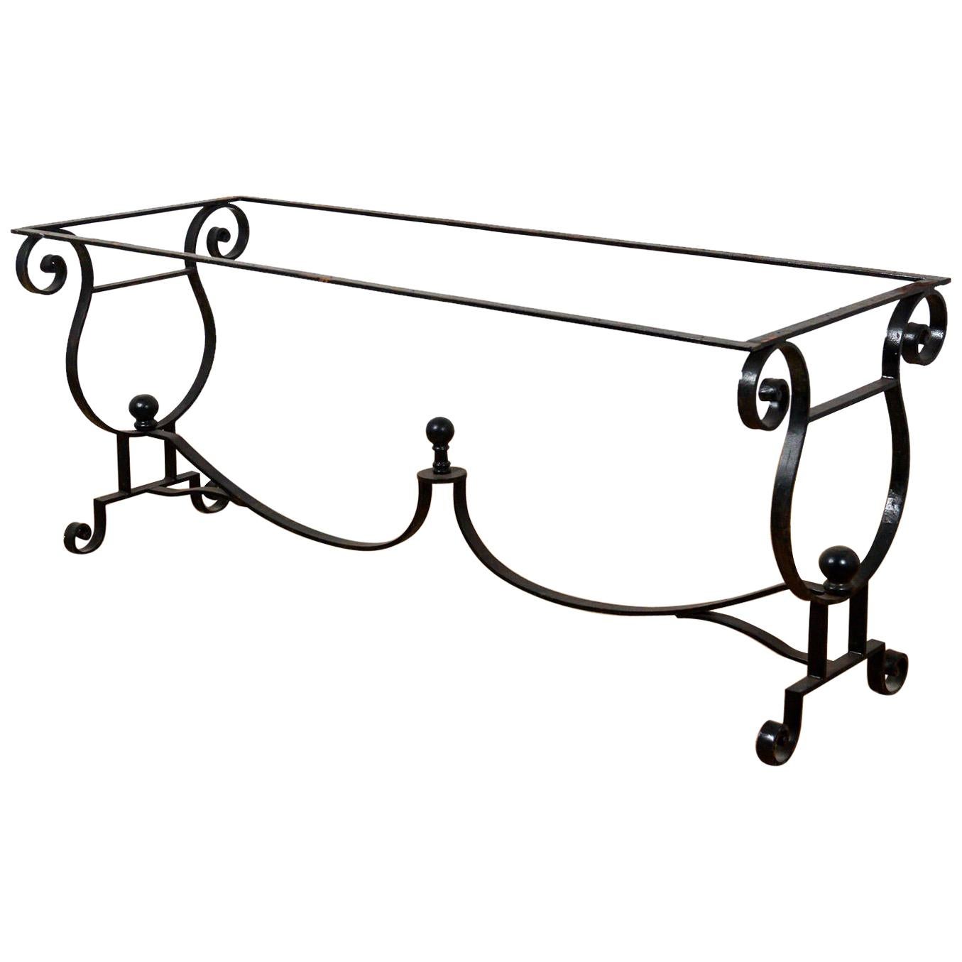 Wrought Iron Rectangular Table Base, 20th Century For Sale