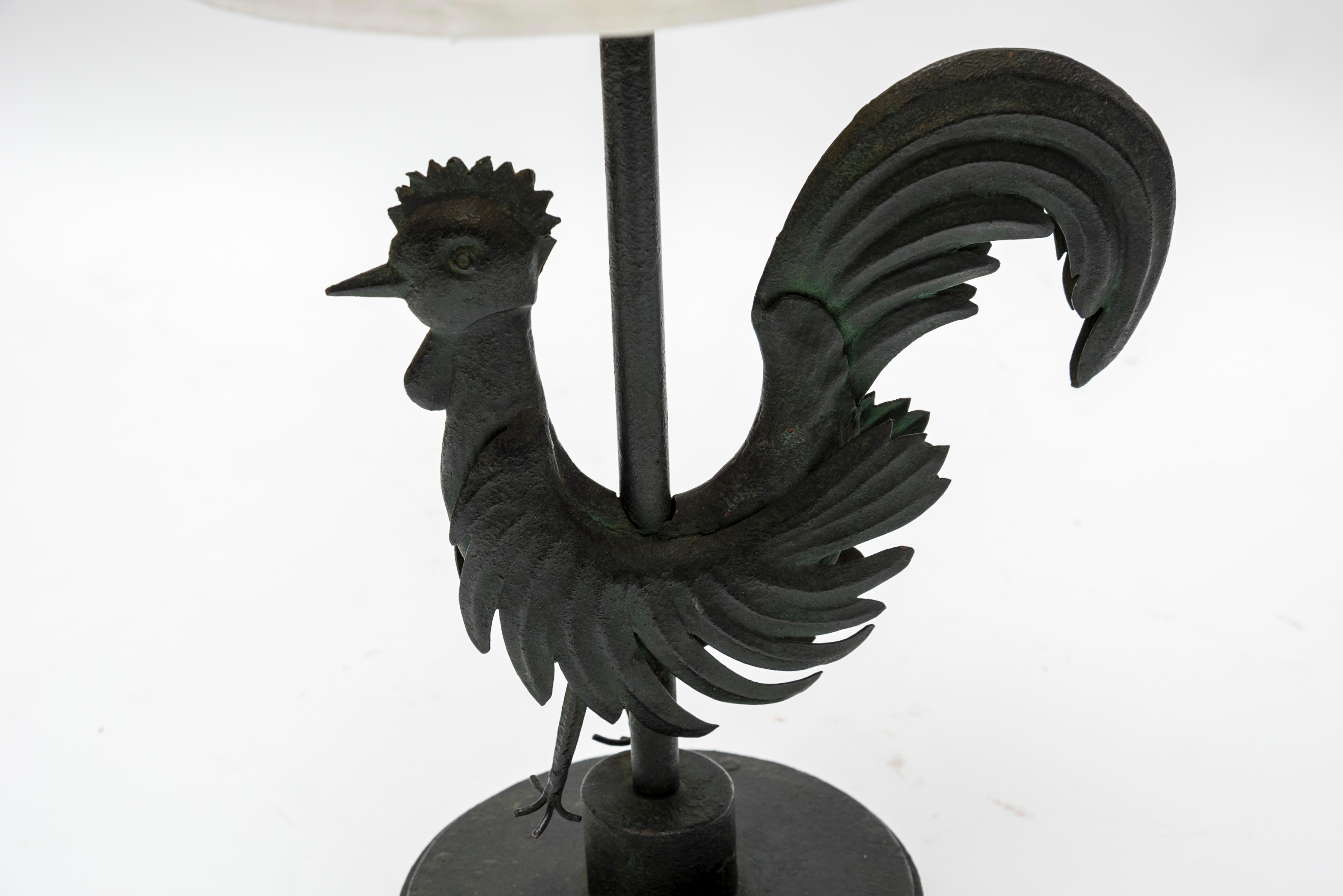 cast iron rooster lamp
