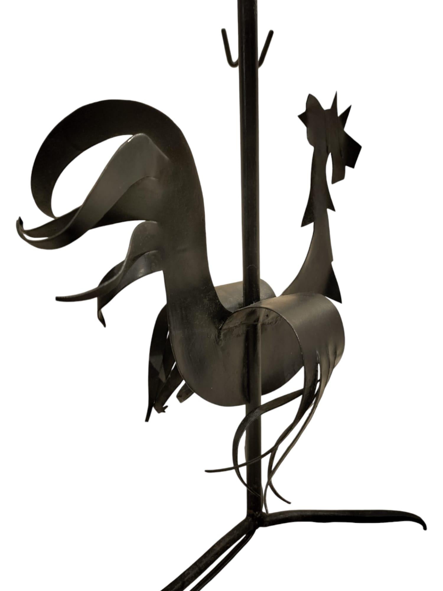 Moderne Lampe girouette coq en fer forgé, années 1950 en vente