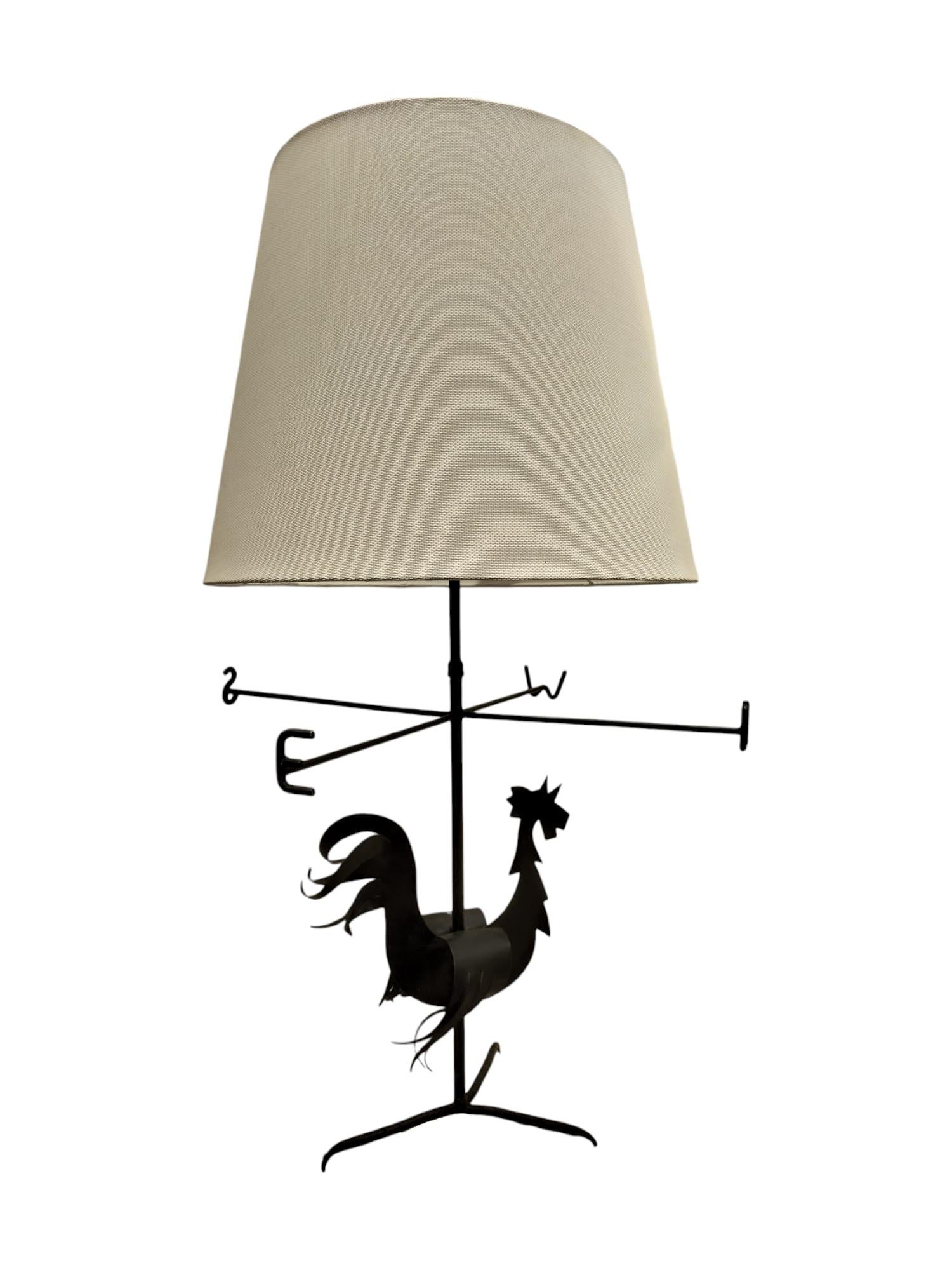Lampe girouette coq en fer forgé, années 1950 en vente 1