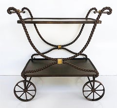Wrought Iron Rope Bar Cart Tea Trolley Maitland Smith Attributed