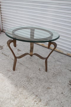 Metal Round Coffee Table with Glass Top