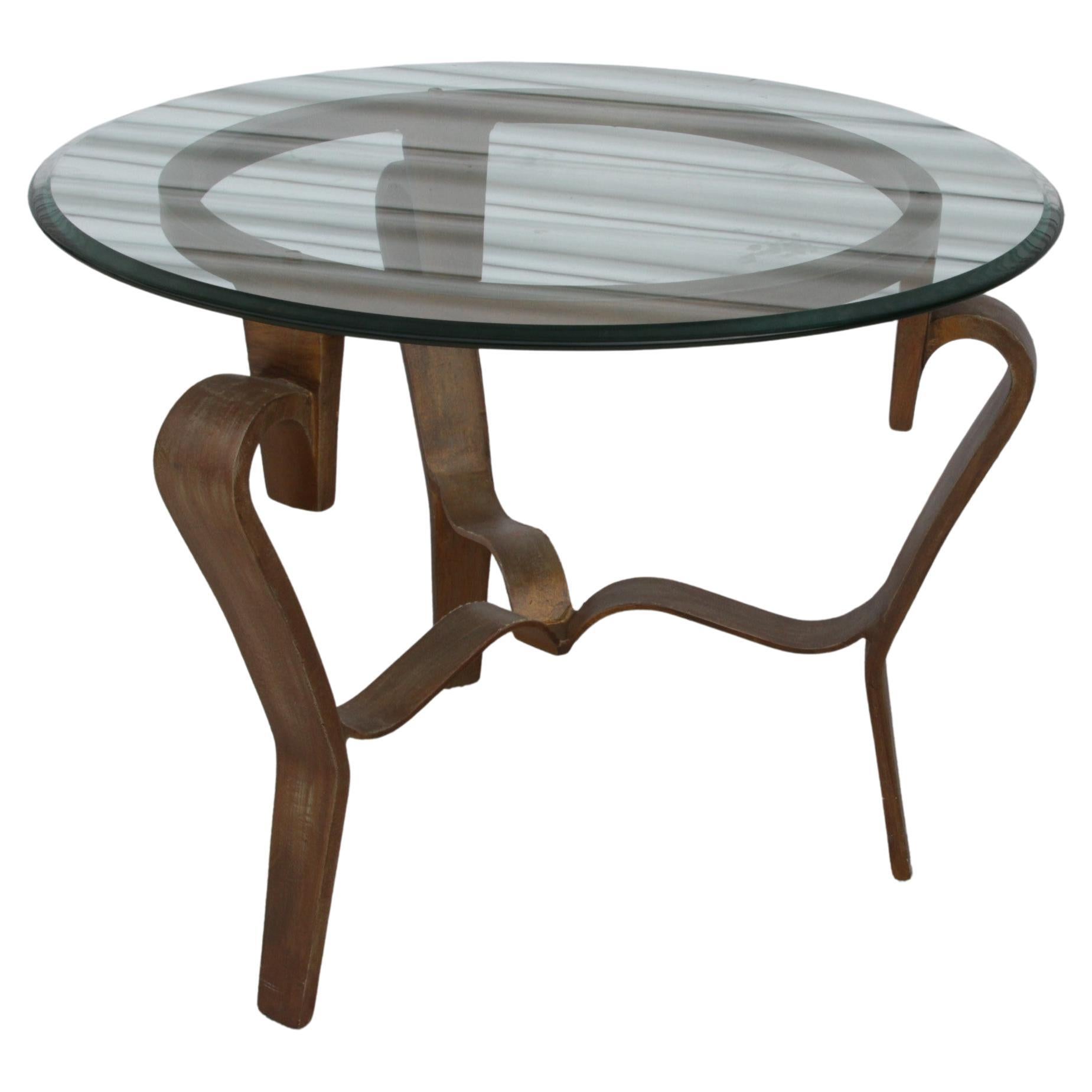 Wrought Iron Round Coffee Table with Glass Top For Sale
