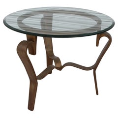 Wrought Iron Round Coffee Table with Glass Top