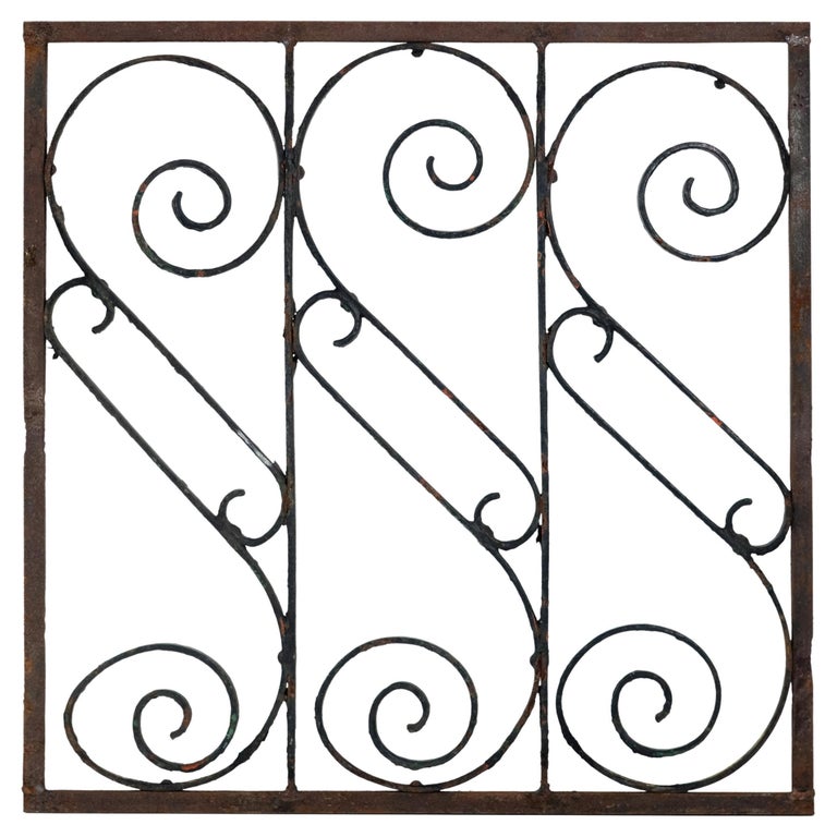 Wrought Iron S Curved Design Decorative Panel Antique For Sale at 1stDibs