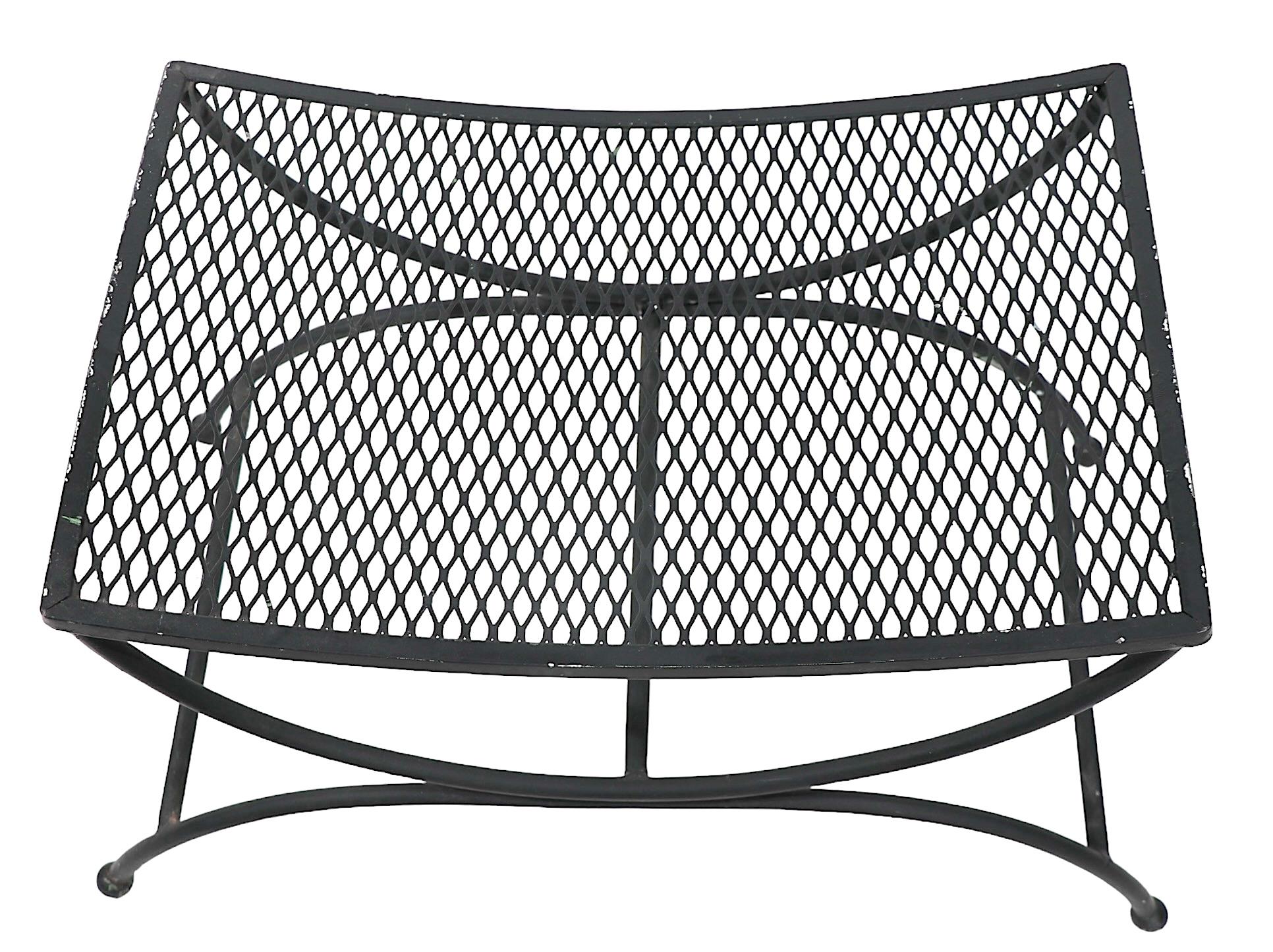 Wrought Iron Saddle Seat Ottoman Bench by Woodard  For Sale 9