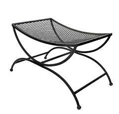 Wrought Iron Saddle Seat Ottoman Bench by Woodard