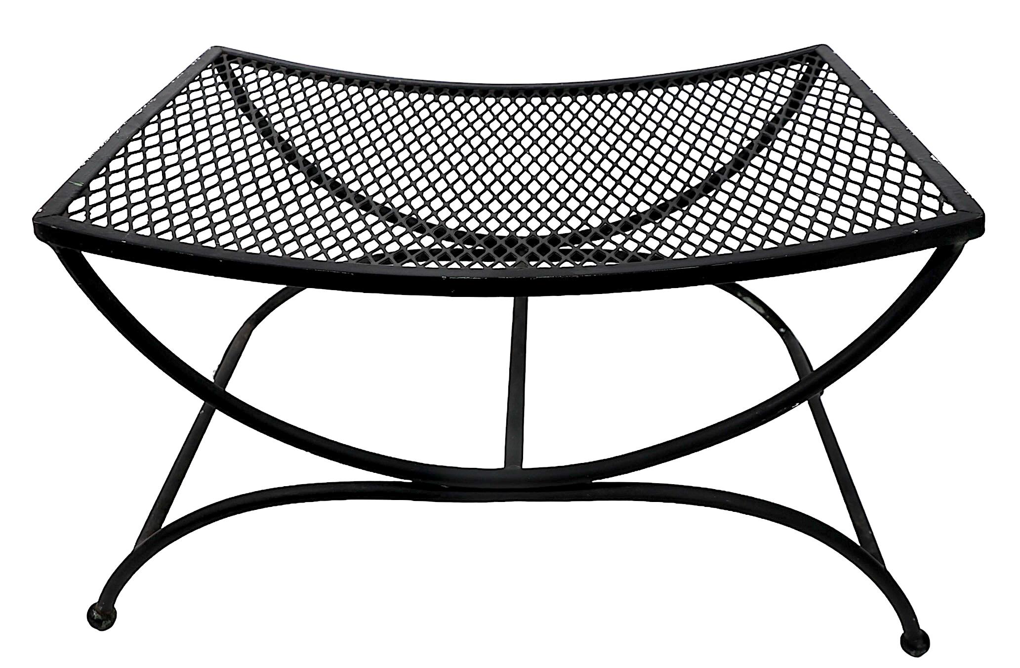 Wrought Iron Saddle Seat Ottoman Bench by Woodard  For Sale 1