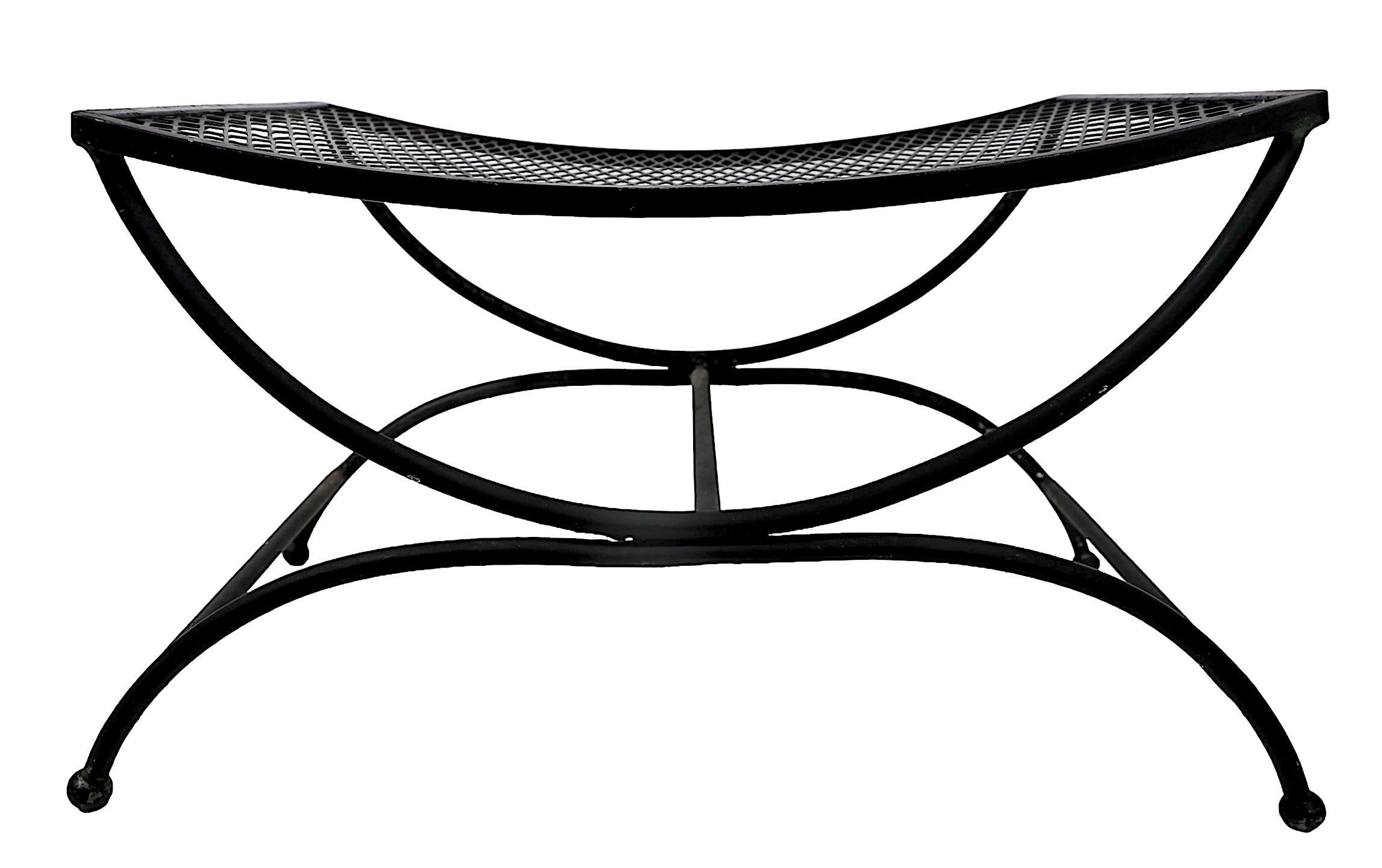 Wrought Iron Saddle Seat Ottoman Bench by Woodard  For Sale 2