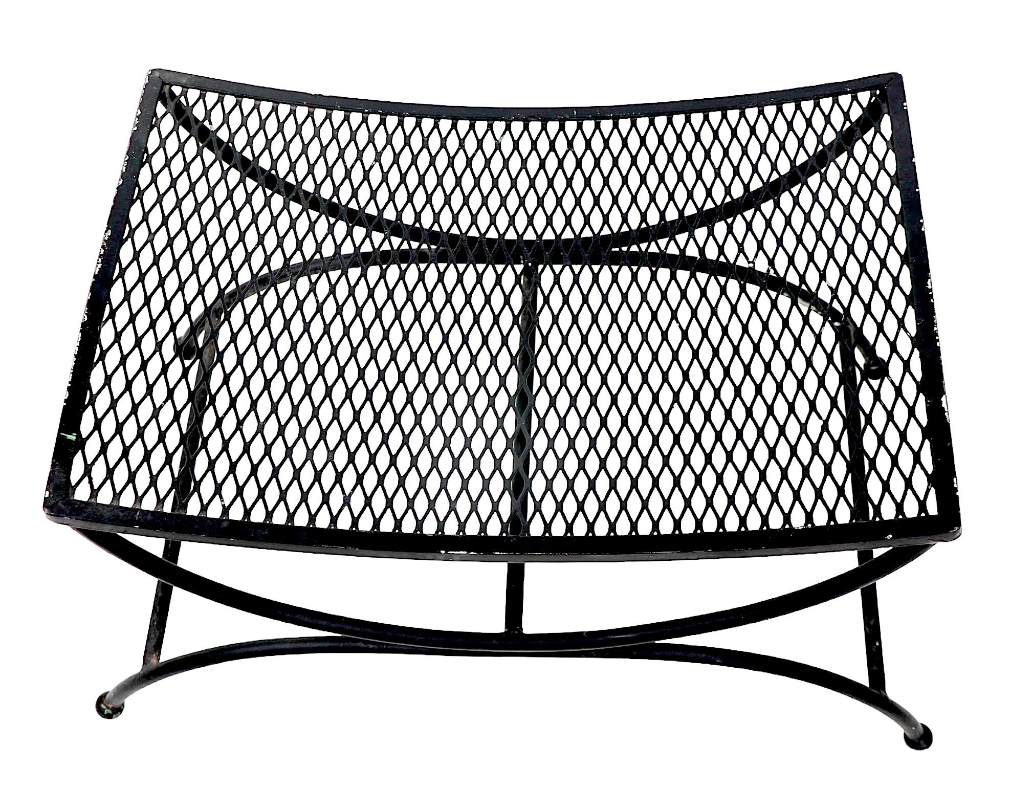 Wrought Iron Saddle Seat Ottoman Bench by Woodard  For Sale 3