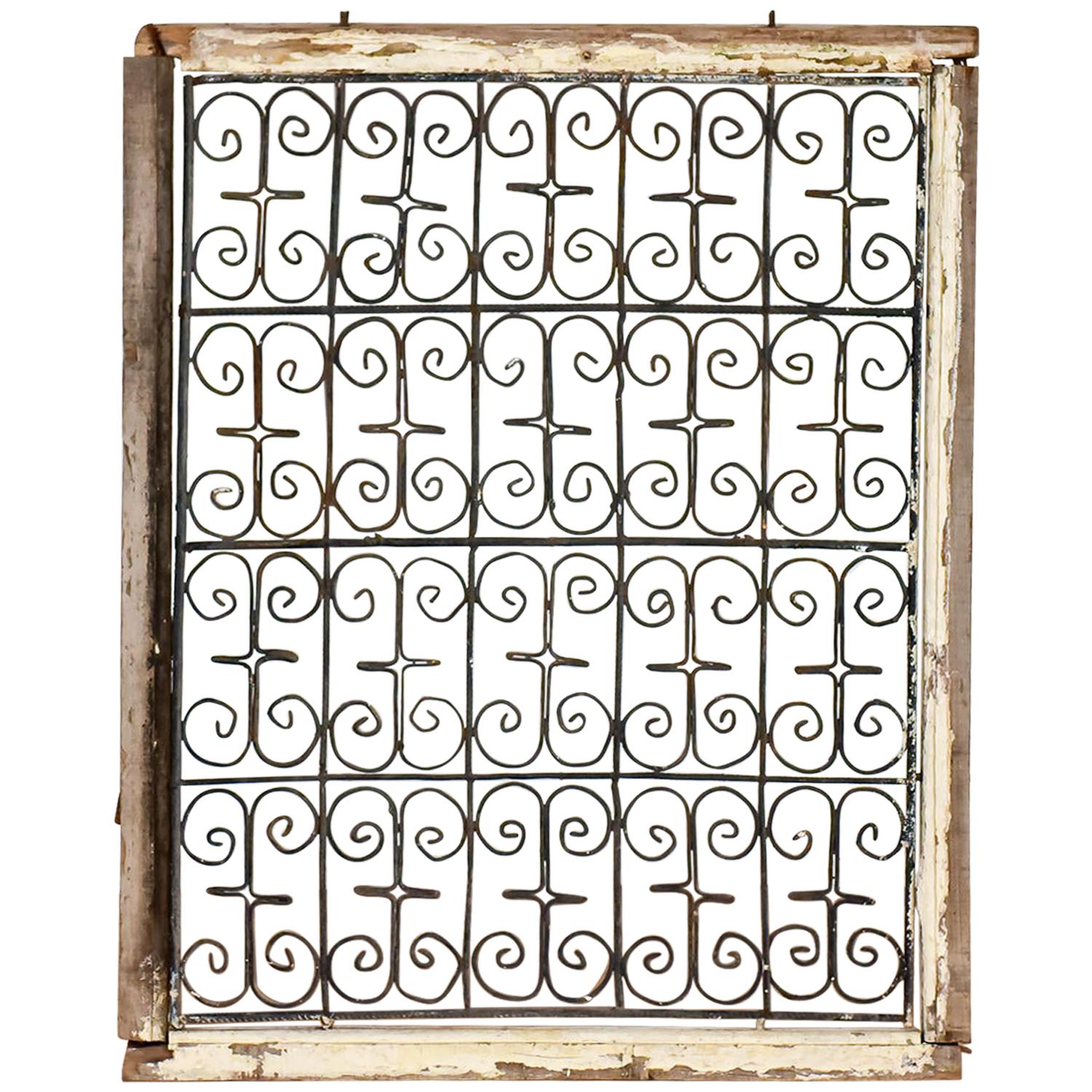 Wrought Iron Scrollwork Window Grill, 20th Century For Sale