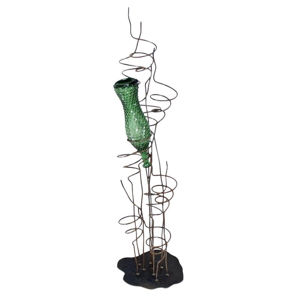 Wrought Iron Sculptural Wine Tree Rack For Sale