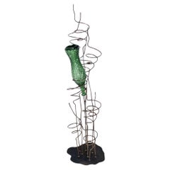 Vintage Wrought Iron Sculptural Wine Tree Rack