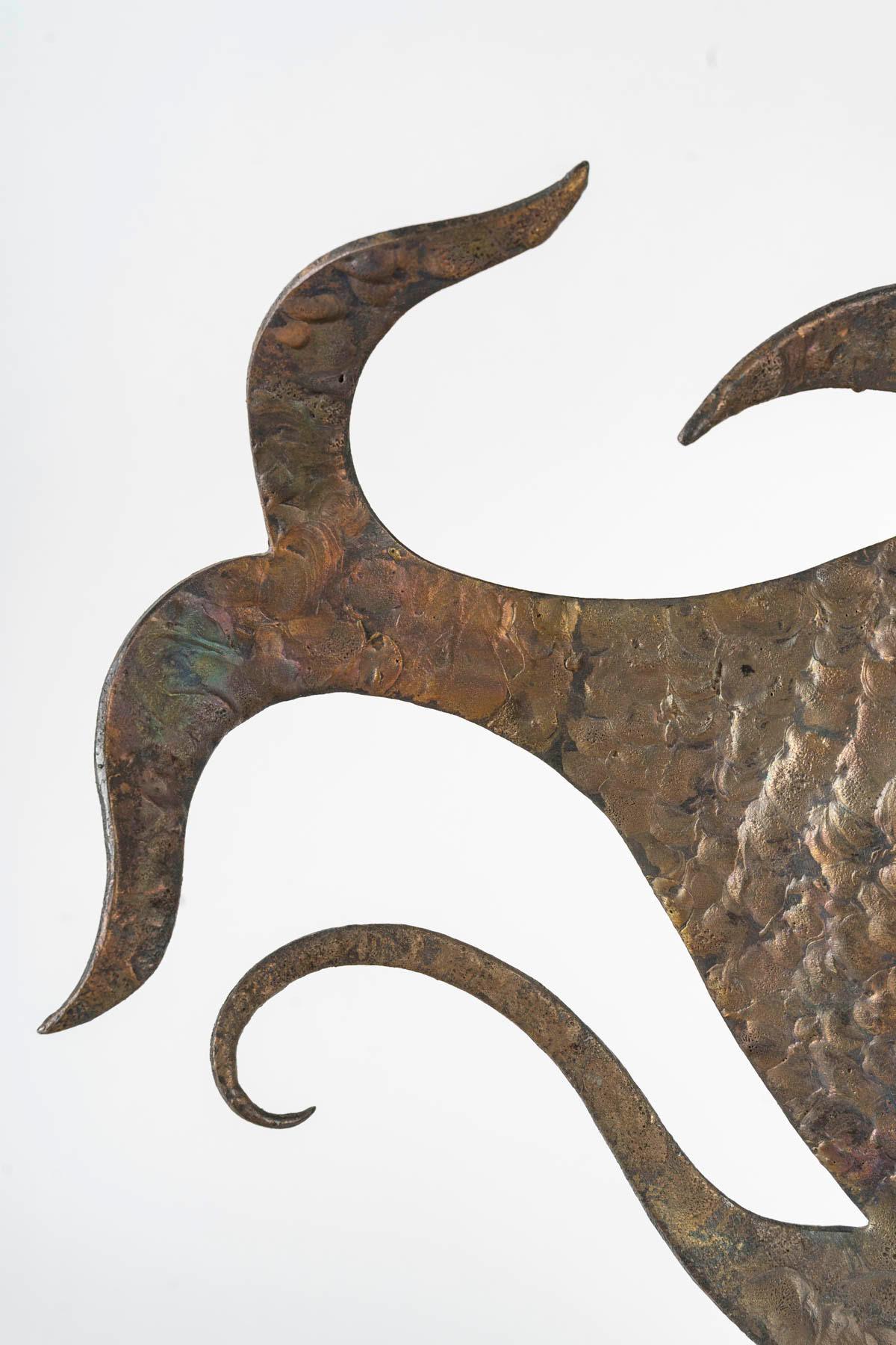 French Wrought Iron Sculpture of a Fish, Art Deco Period, circa 1930. For Sale