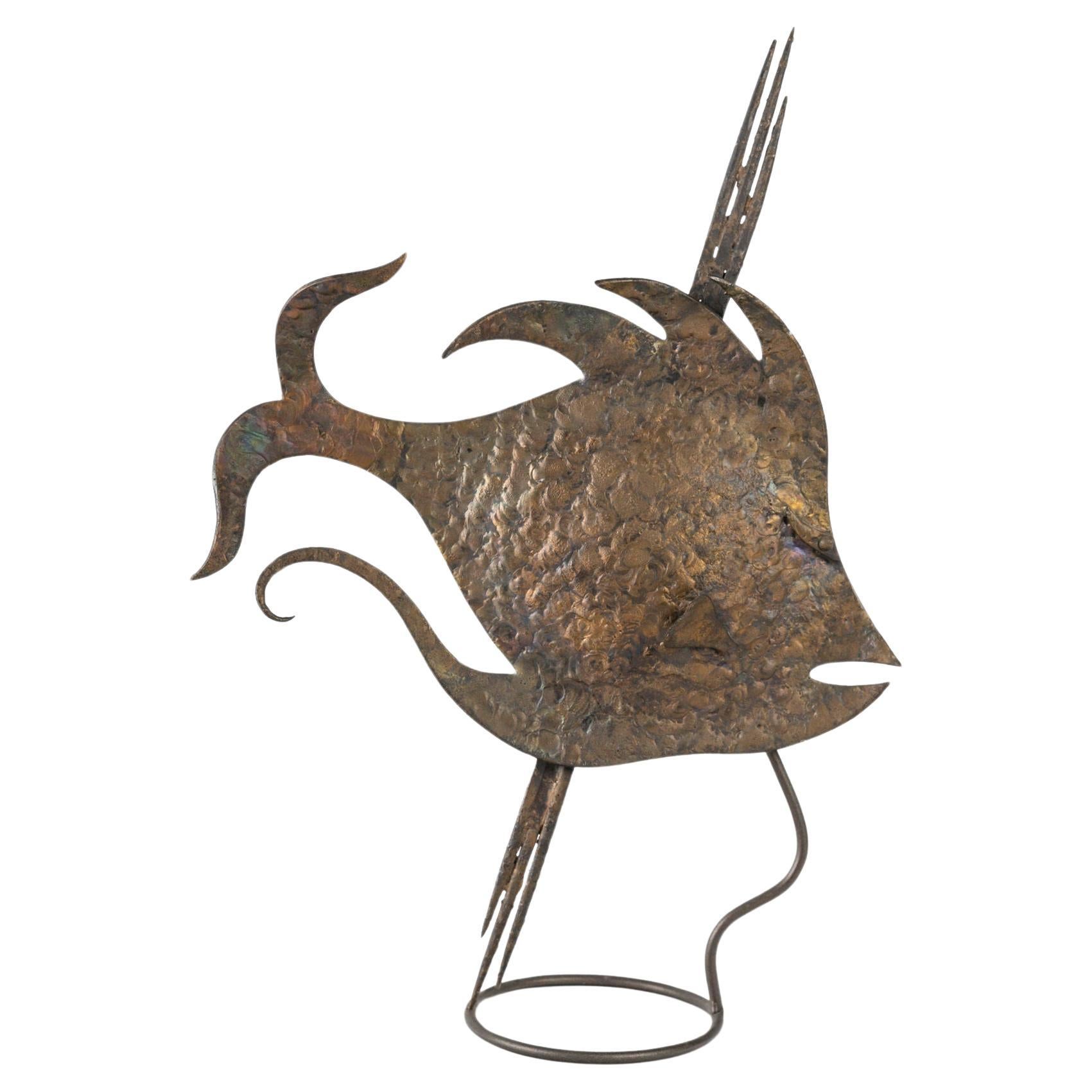 Wrought Iron Sculpture of a Fish, Art Deco Period, circa 1930. For Sale