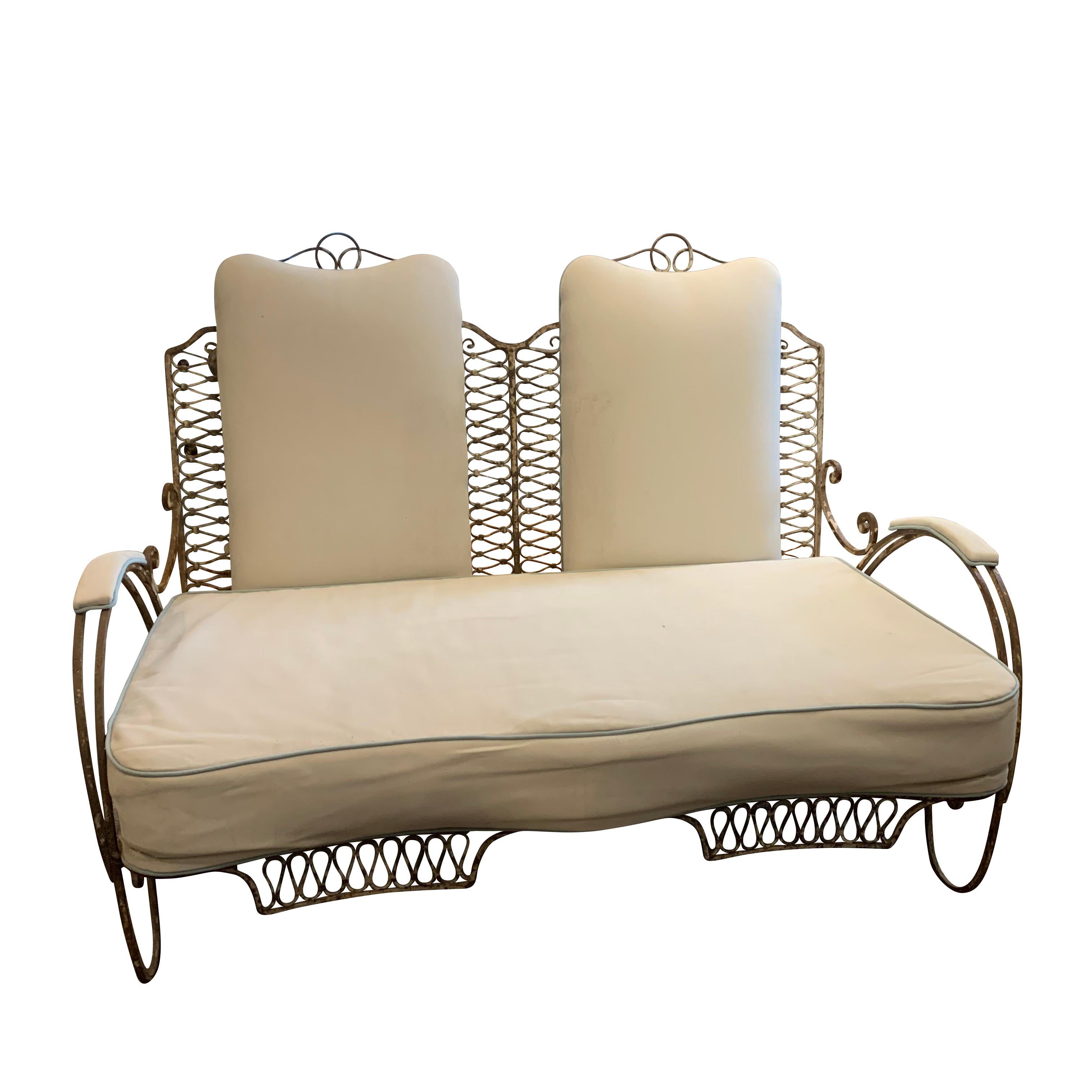 French Wrought Iron Settee and Pair of Chairs, France, 1940s
