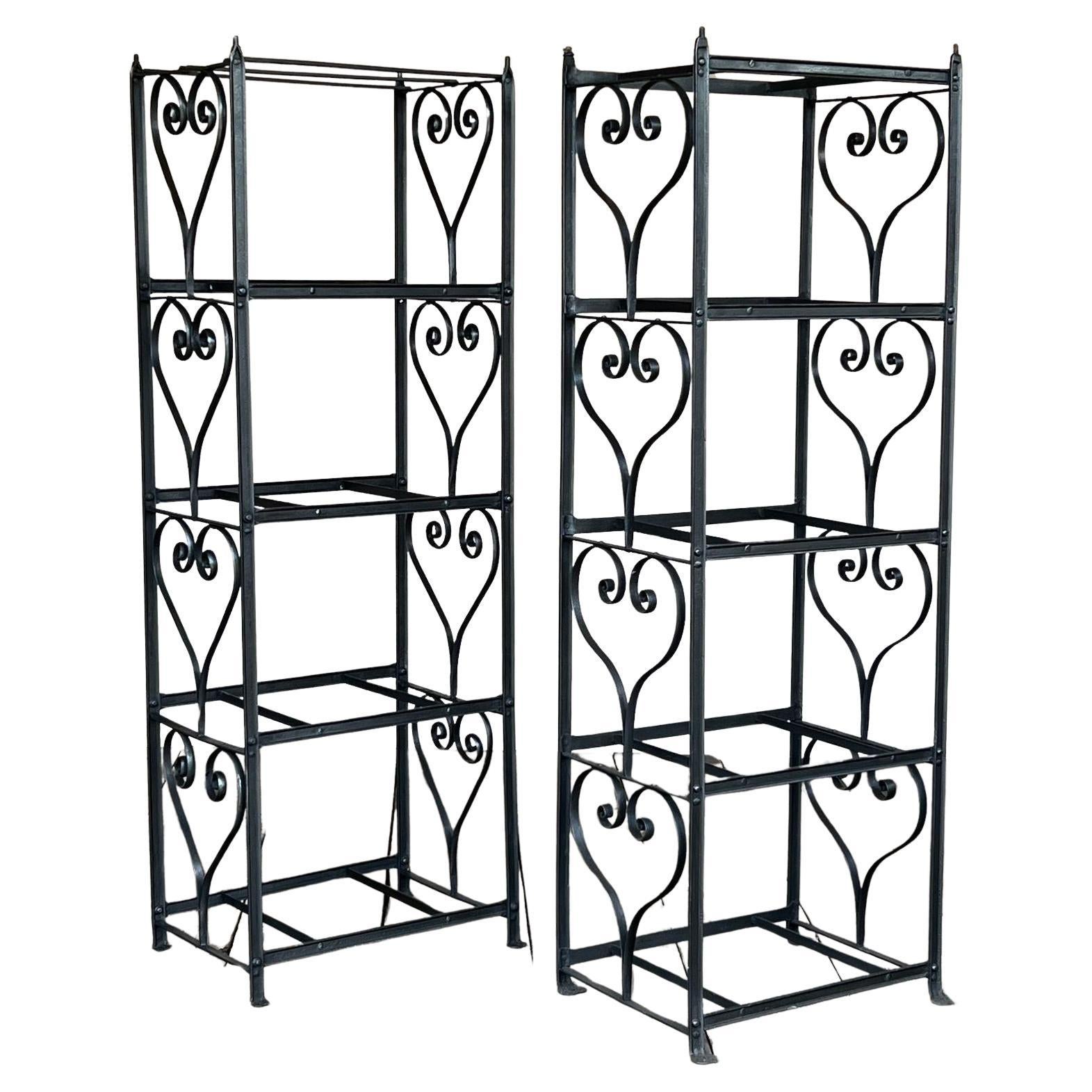 Wrought iron shelving racks