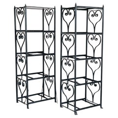 Wrought iron shelving racks
