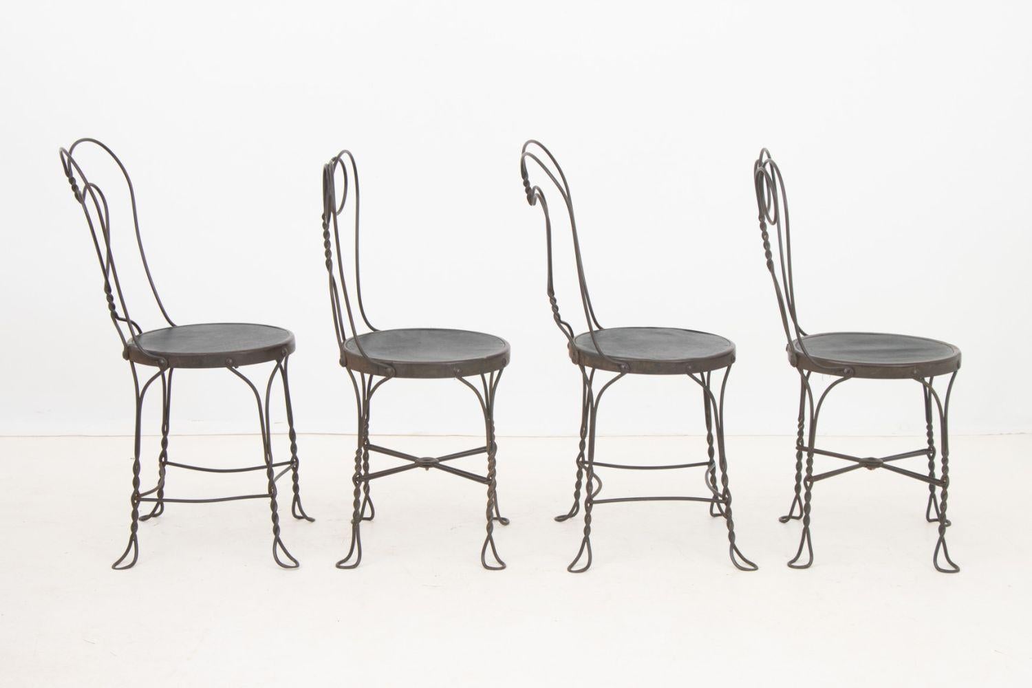 Fer forgé Chaises d'appoint en fer forgé, 4 en vente