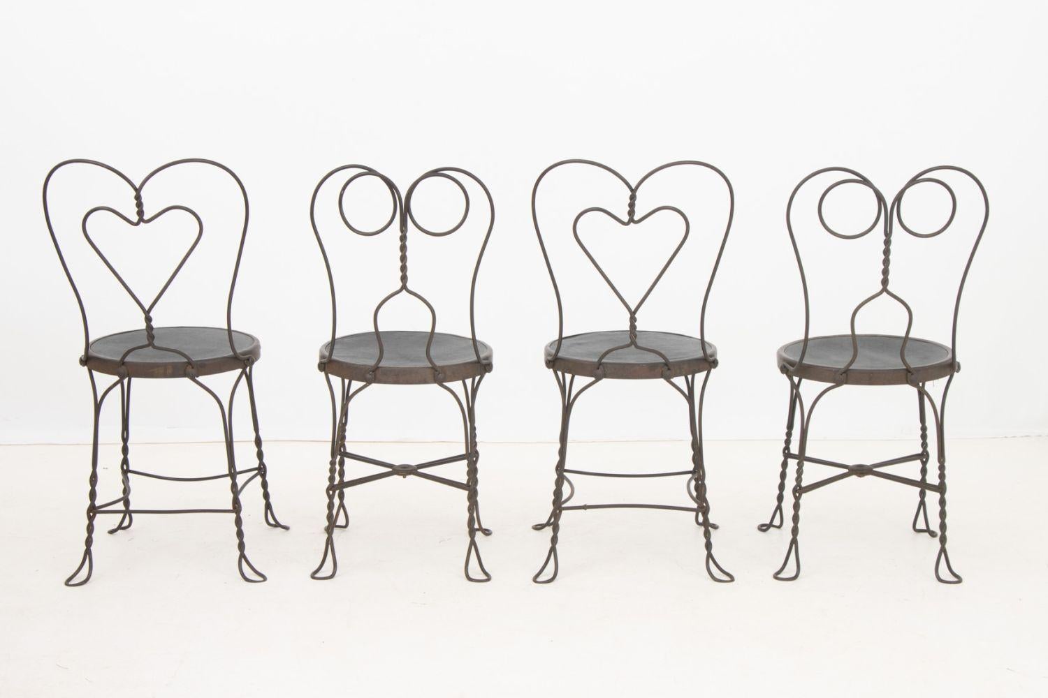 Chaises d'appoint en fer forgé, 4 en vente 1